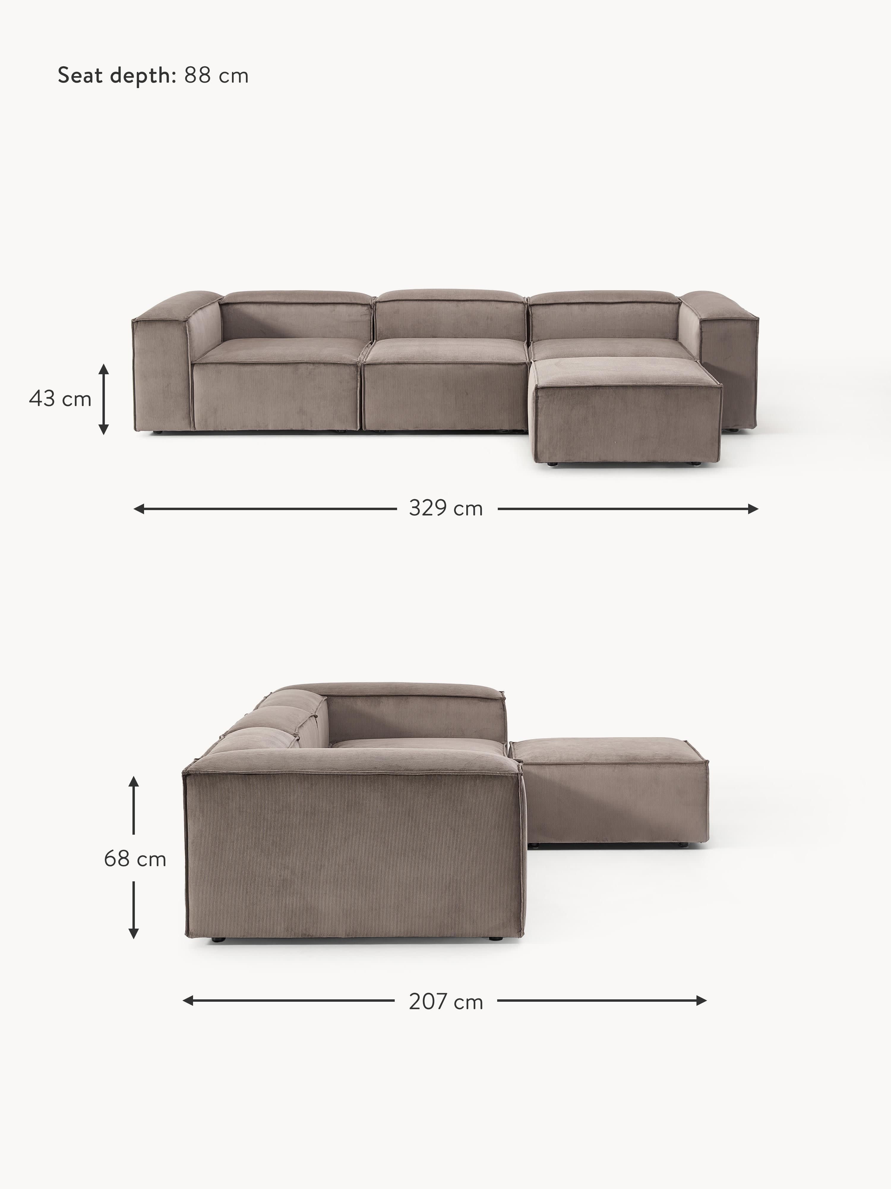 Lennon Corduroy Modular Sofa (4-seater) with Ottoman (left/right)