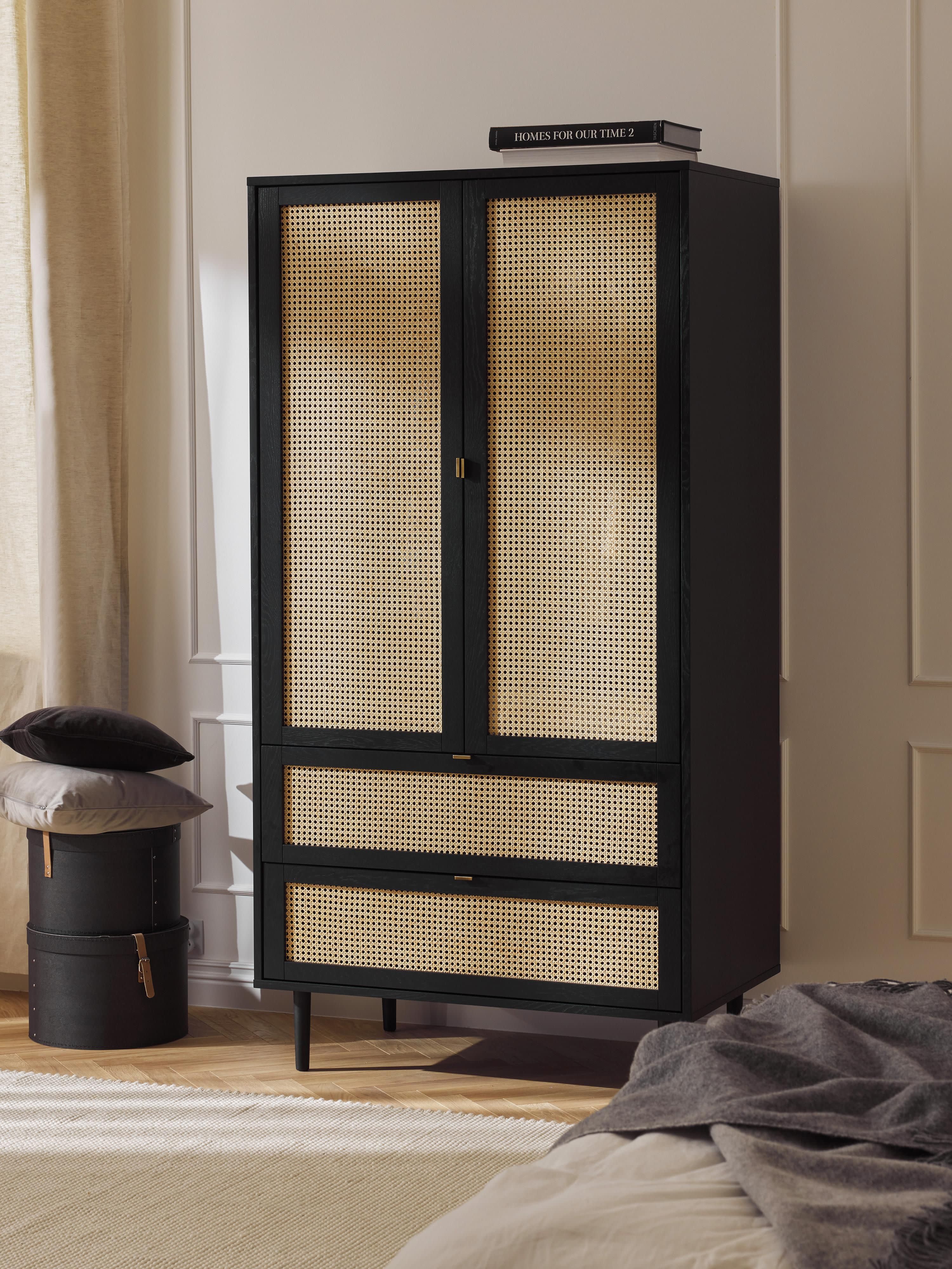 Aries Small Wardrobe with Viennese Wickerwork, 2-doors