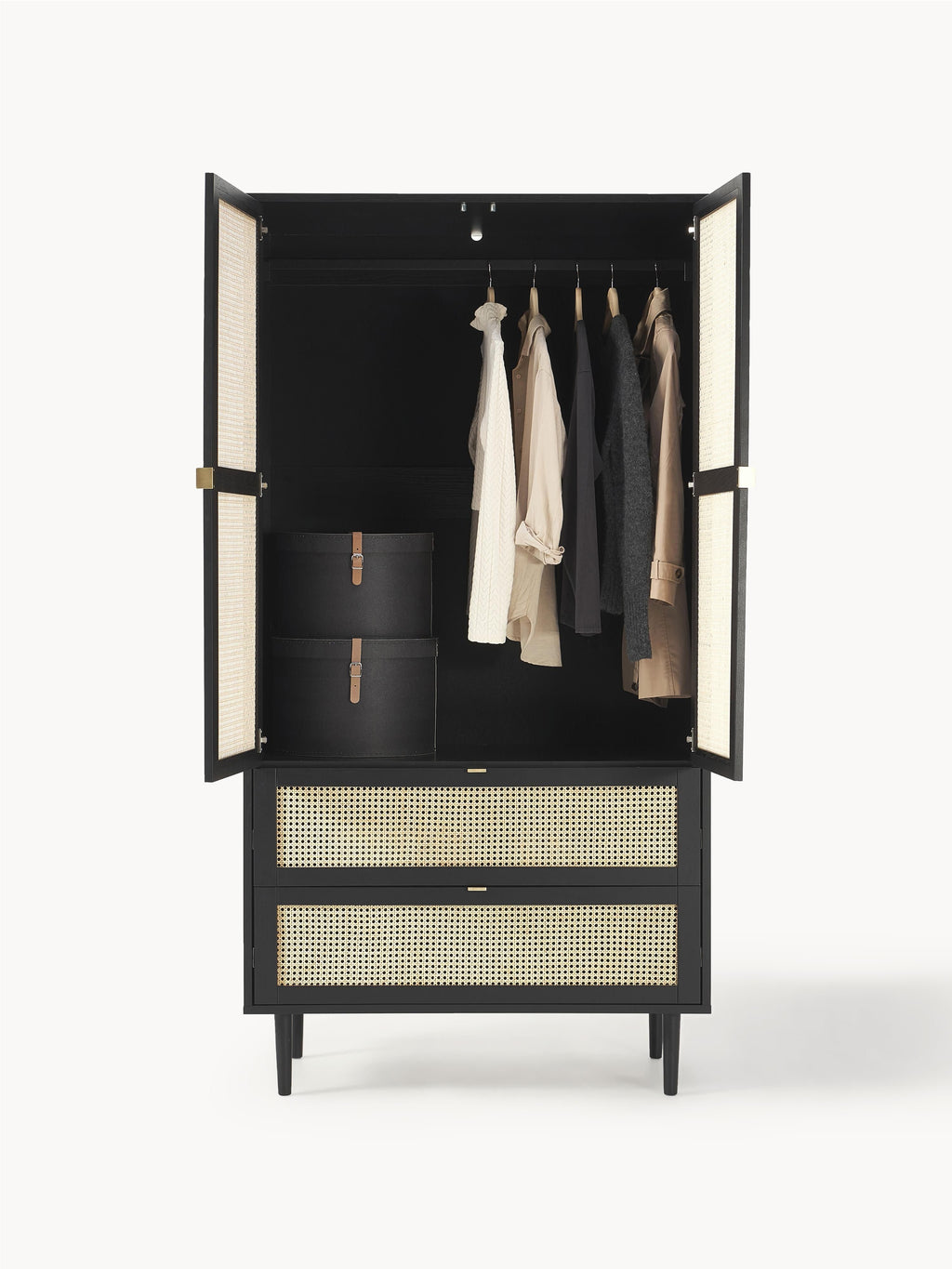 Aries Small Wardrobe with Viennese Wickerwork, 2-doors