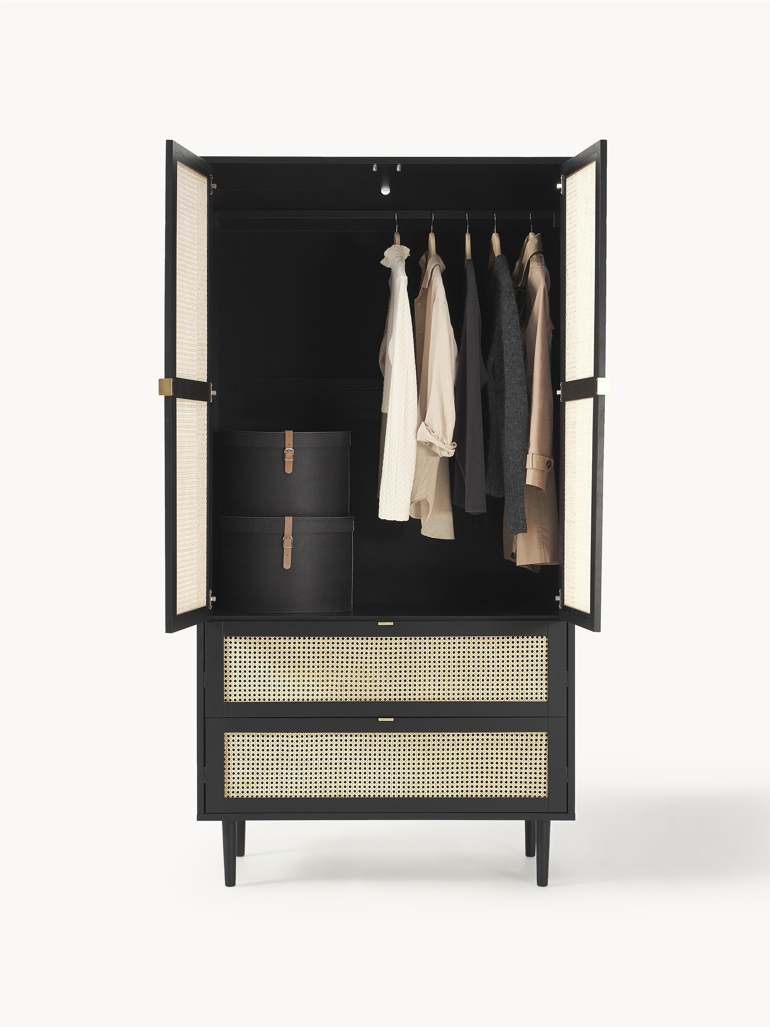 Aries Small Wardrobe with Viennese Wickerwork, 2-doors