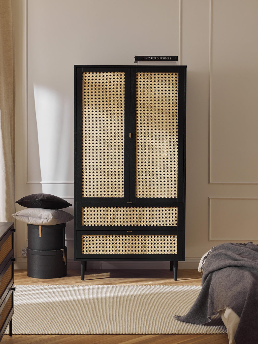 Aries Small Wardrobe with Viennese Wickerwork, 2-doors