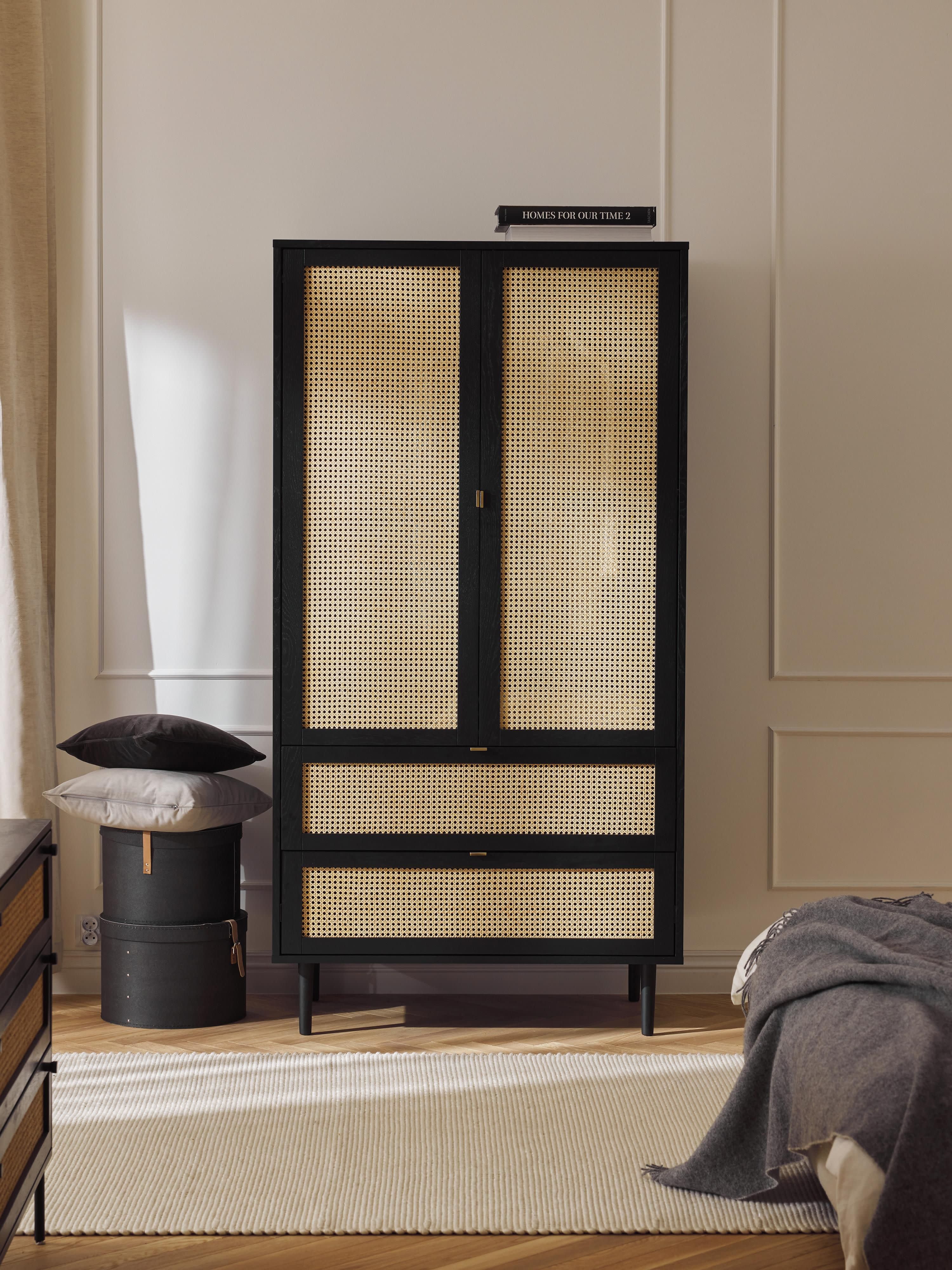 Aries Small Wardrobe with Viennese Wickerwork, 2-doors