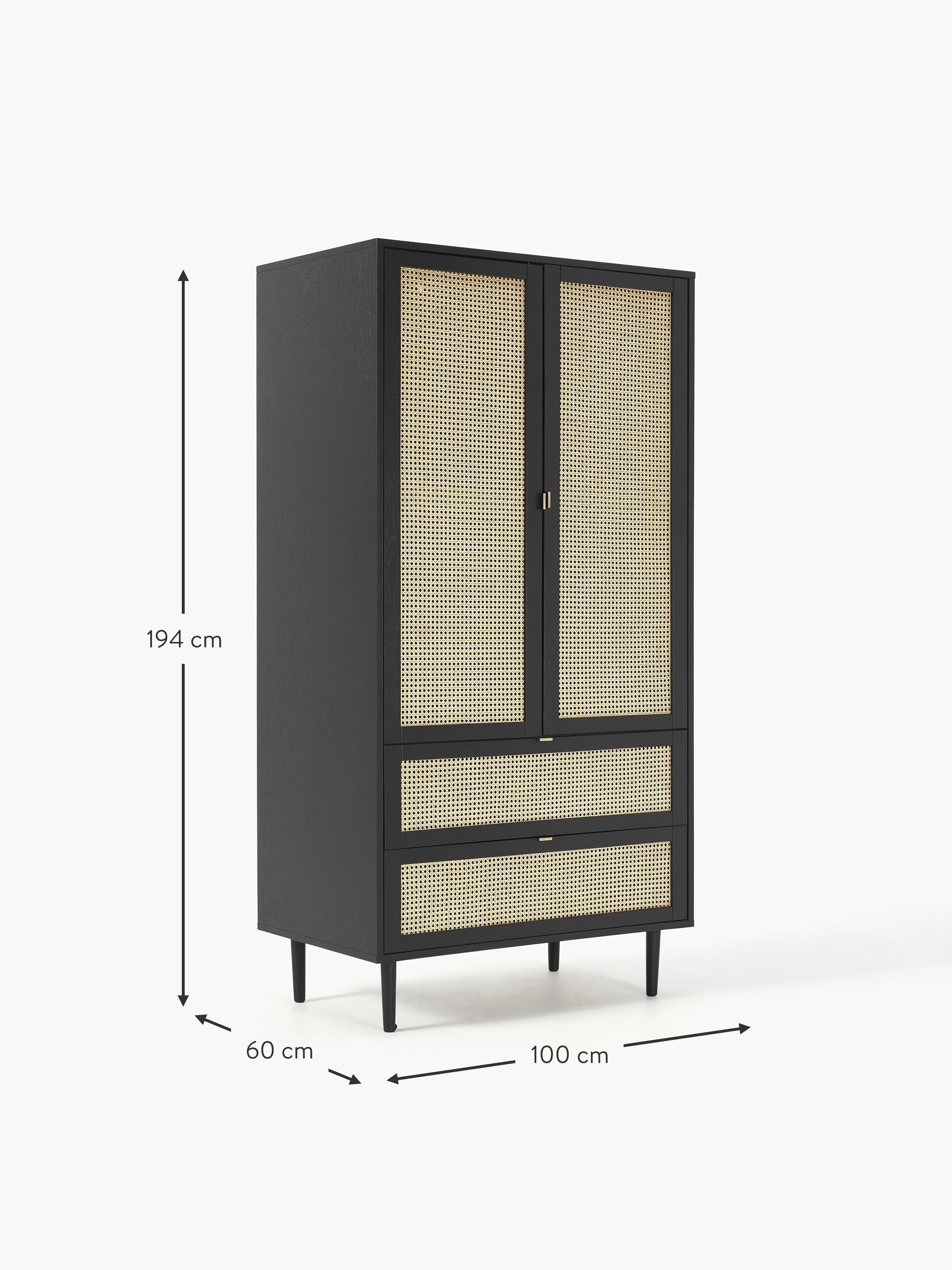 Aries Small Wardrobe with Viennese Wickerwork, 2-doors