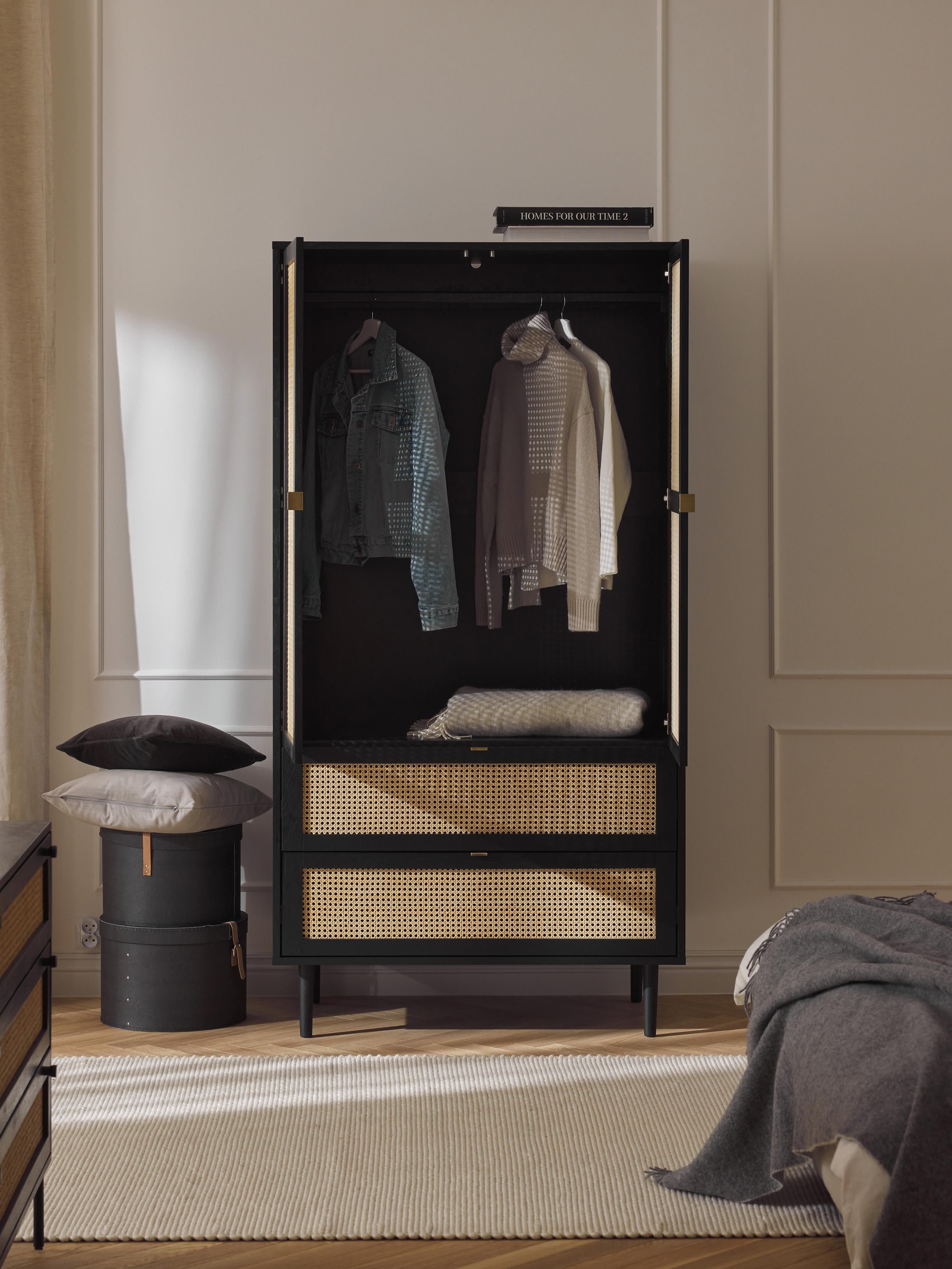 Aries Small Wardrobe with Viennese Wickerwork, 2-doors