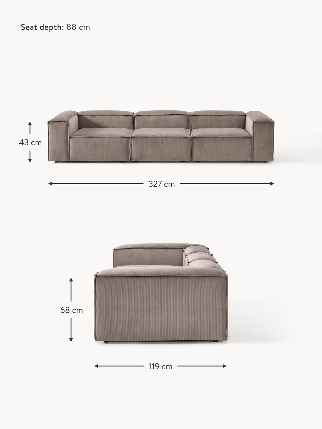 Lennon Corduroy Modular Sofa (4-seater)