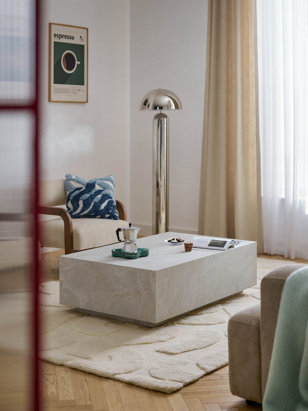 Lesley Travertine Effect Coffee Table