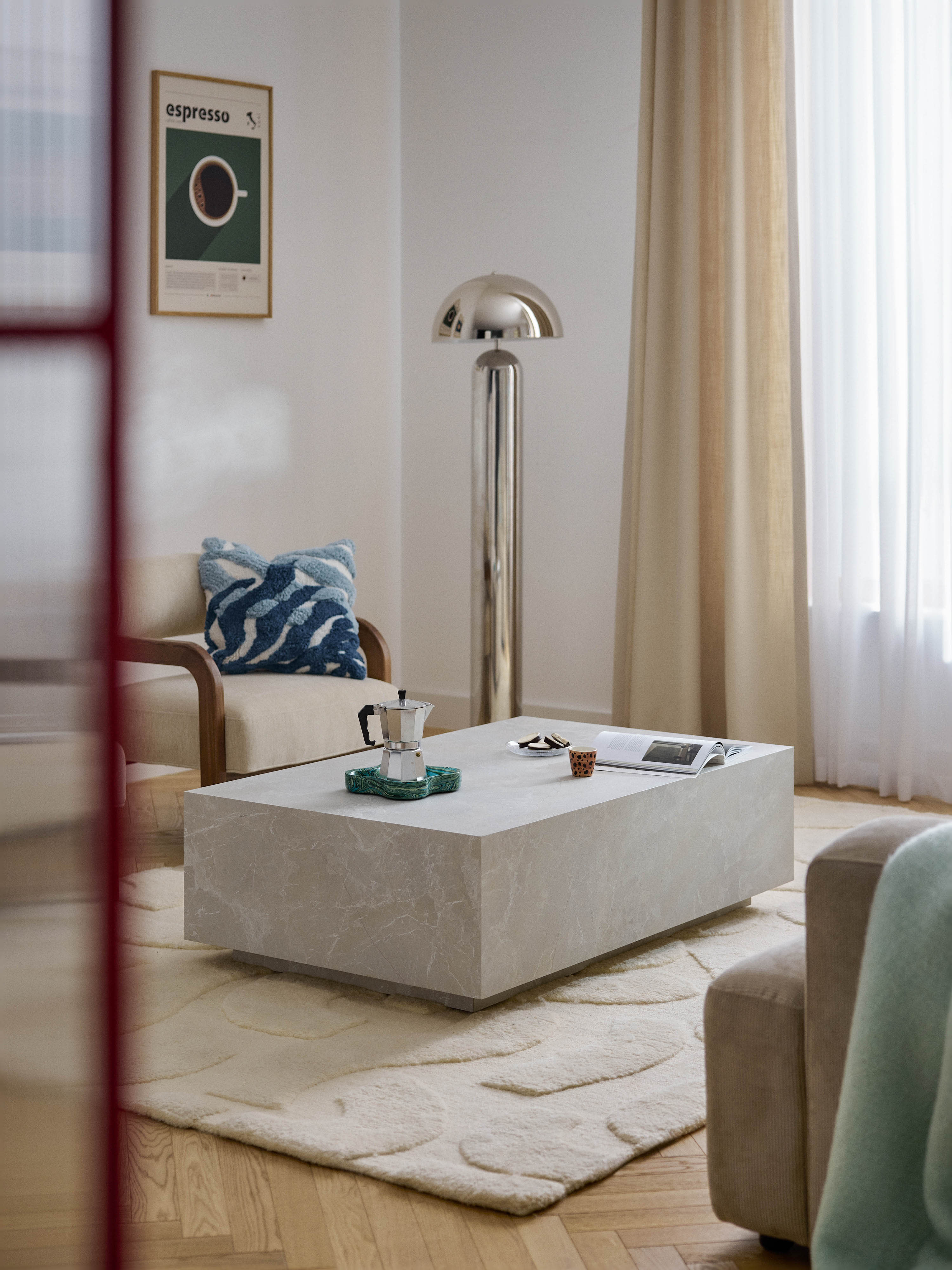 Lesley Travertine Effect Coffee Table