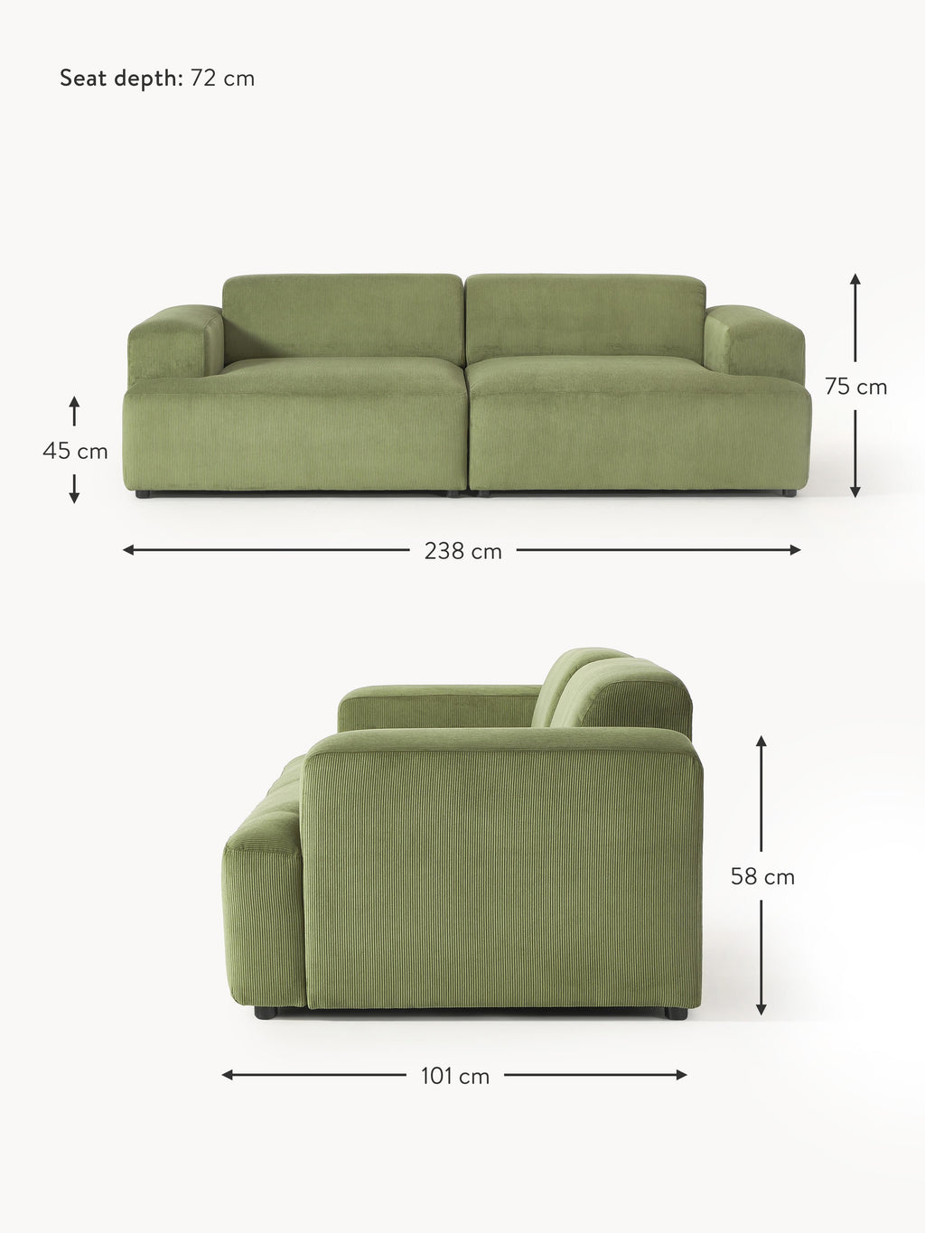 Melva Corduroy Sofa (3-seater)