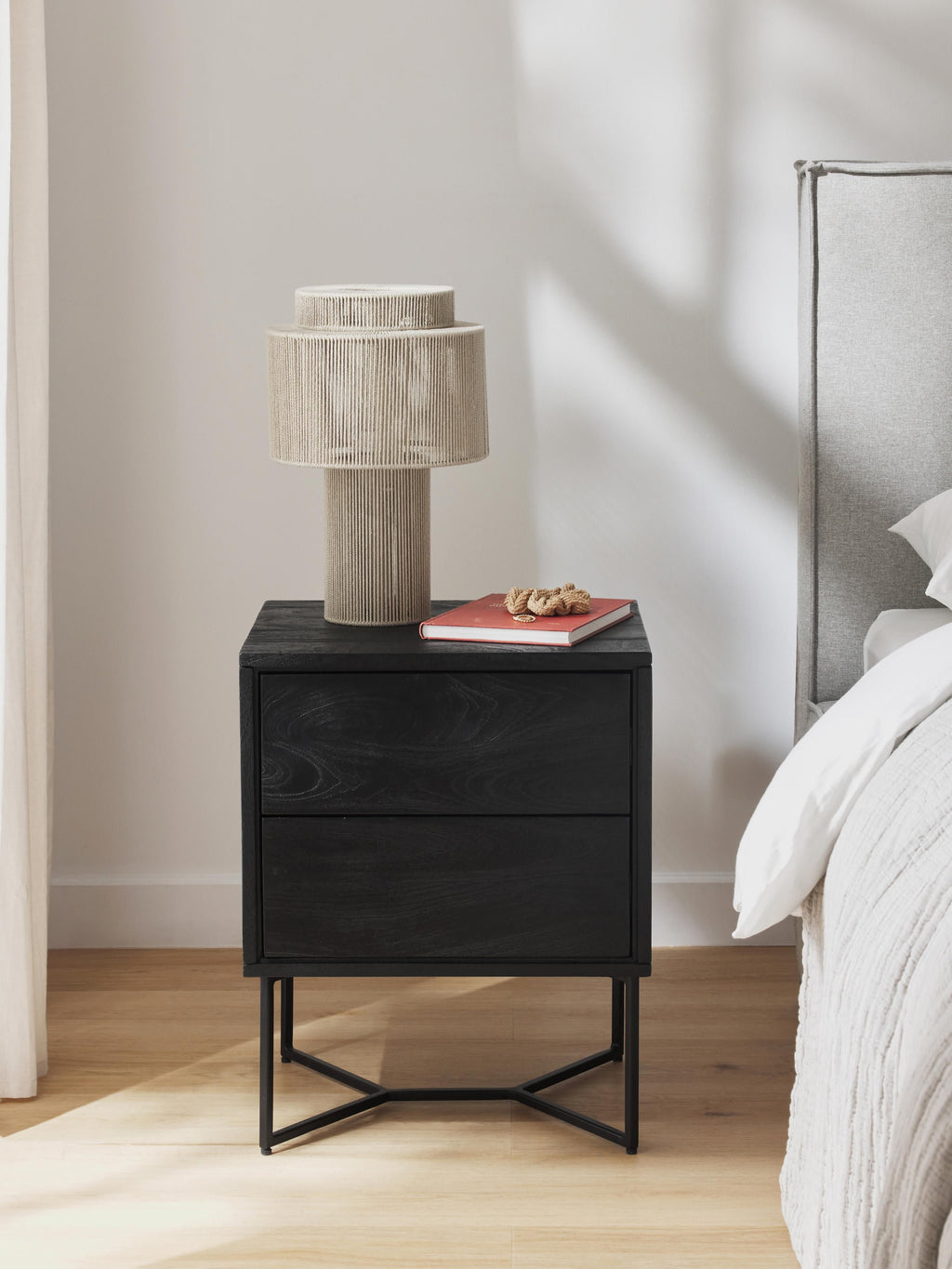 Luca Mango Wood Bedside Table with Drawers