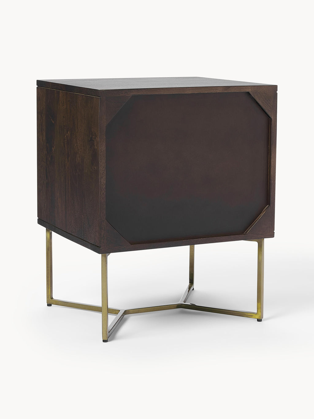 Luca Mango Wood Bedside Table with Herringbone Pattern