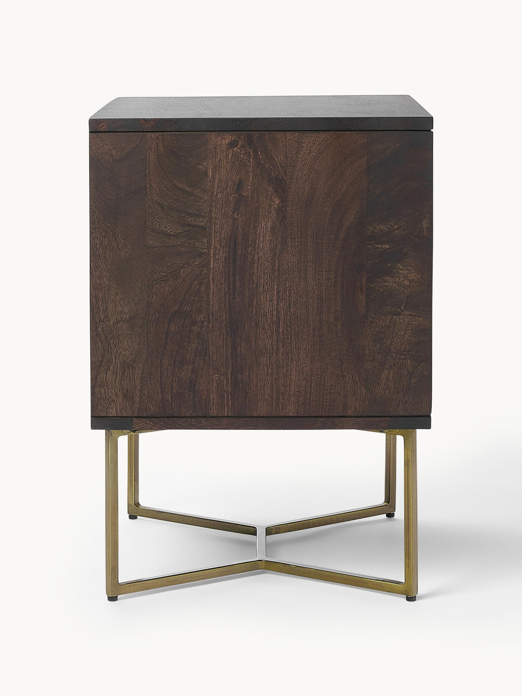 Luca Mango Wood Bedside Table with Herringbone Pattern