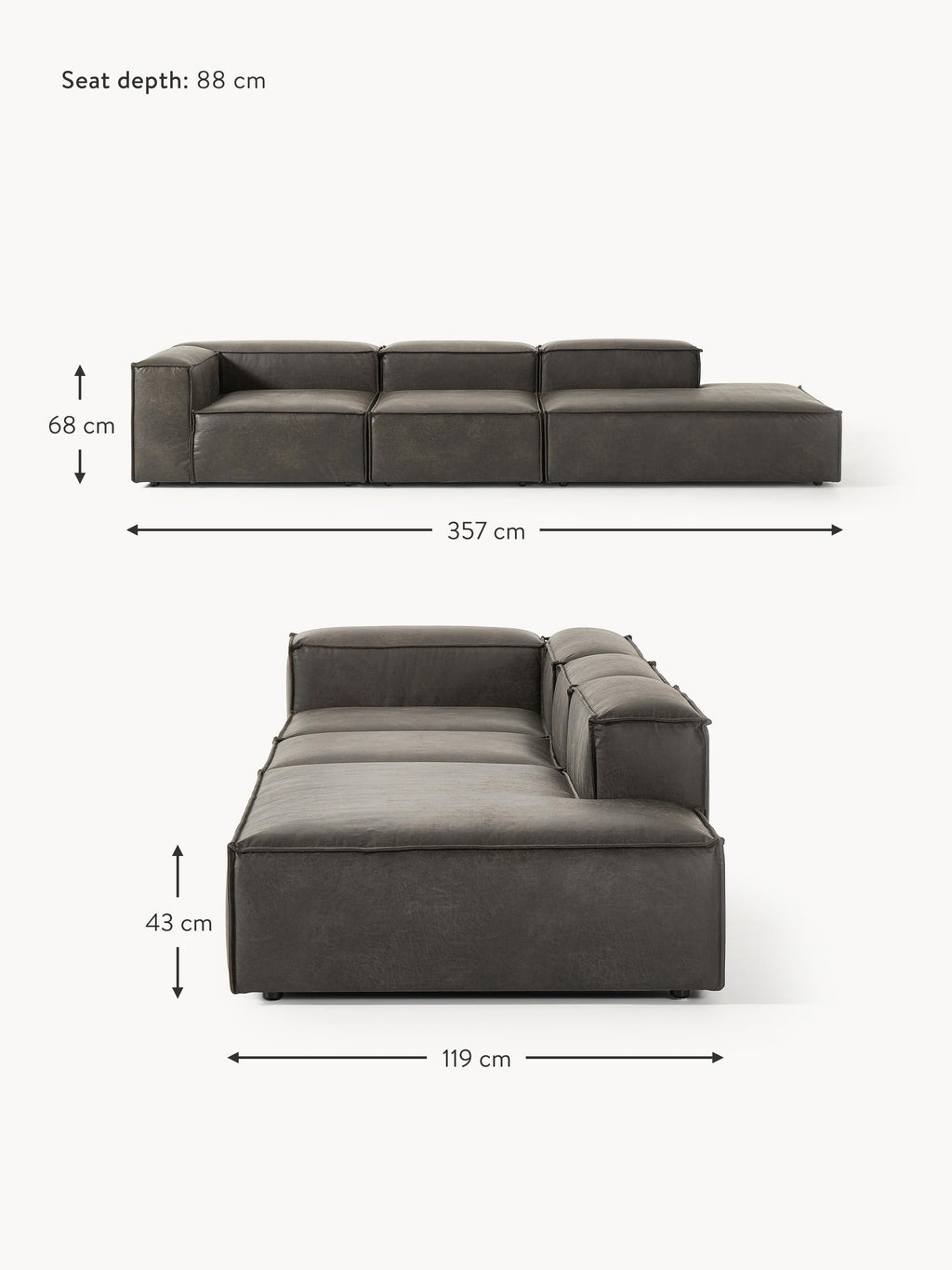 Lennon XL Modular Leather Ottoman