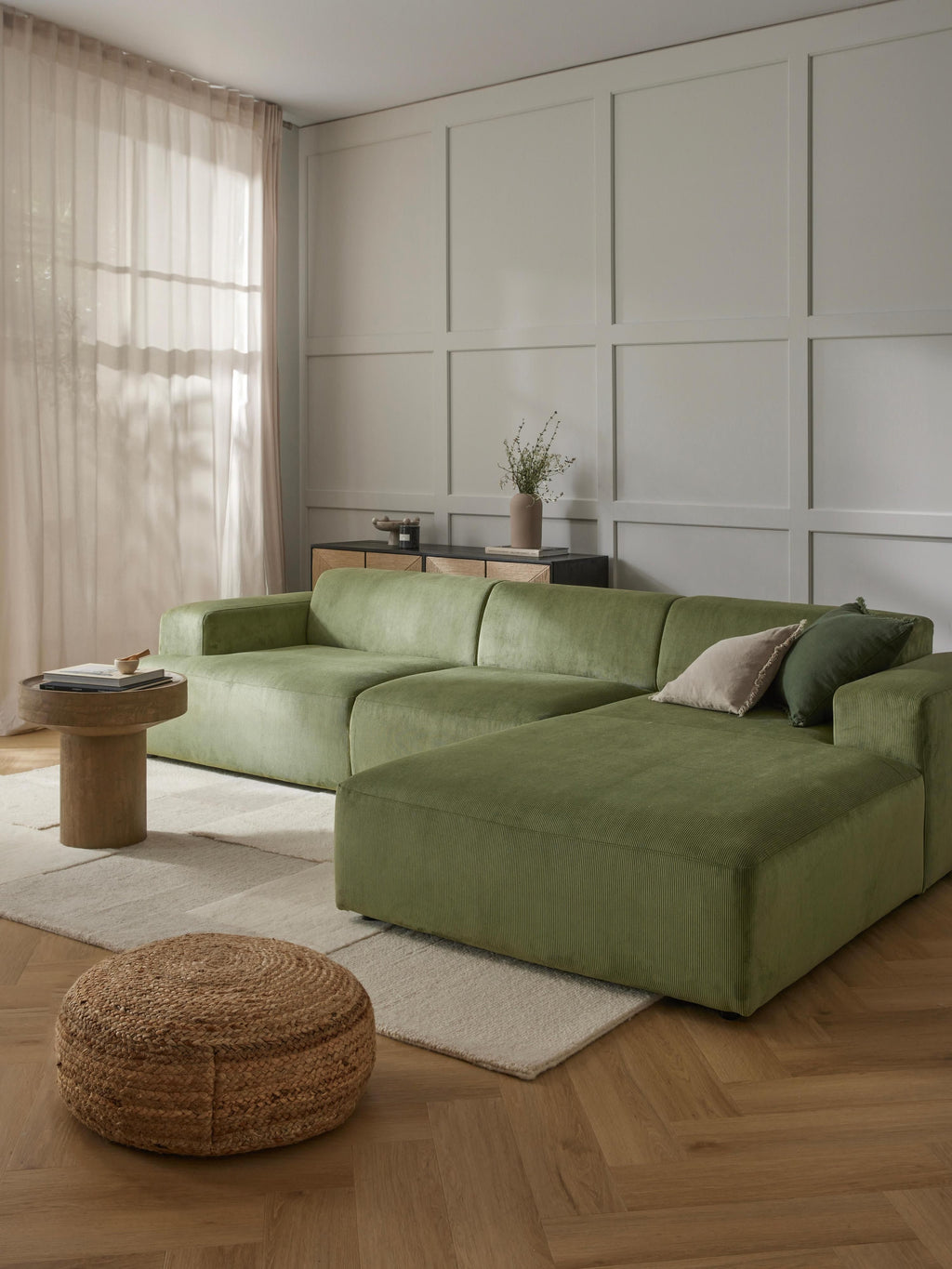 Melva Corduroy Corner Sofa (4-seater)