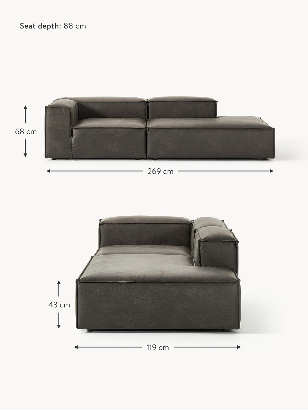 Lennon Modular Leather Ottoman