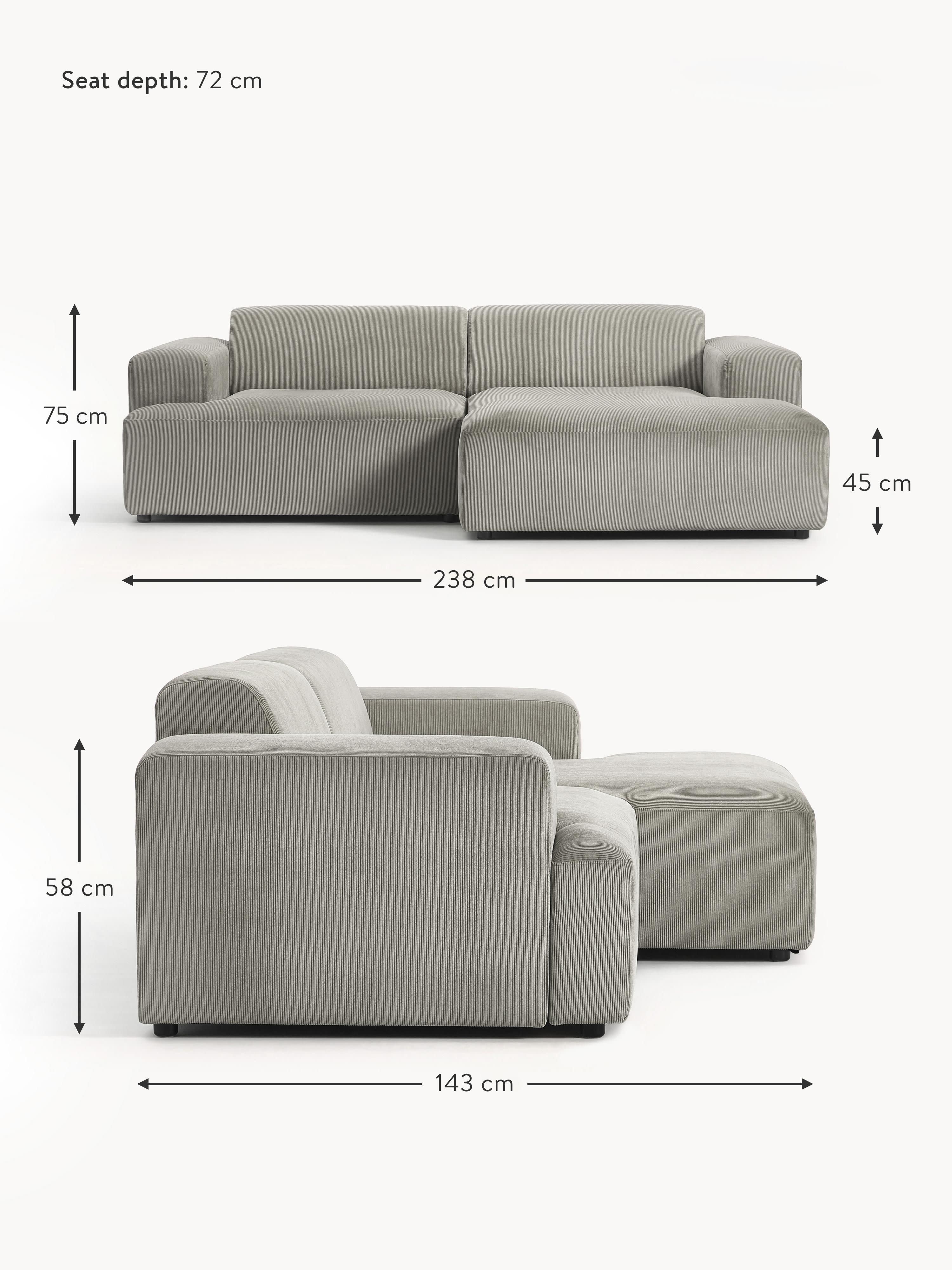Melva Corduroy Corner Sofa (3-seater)