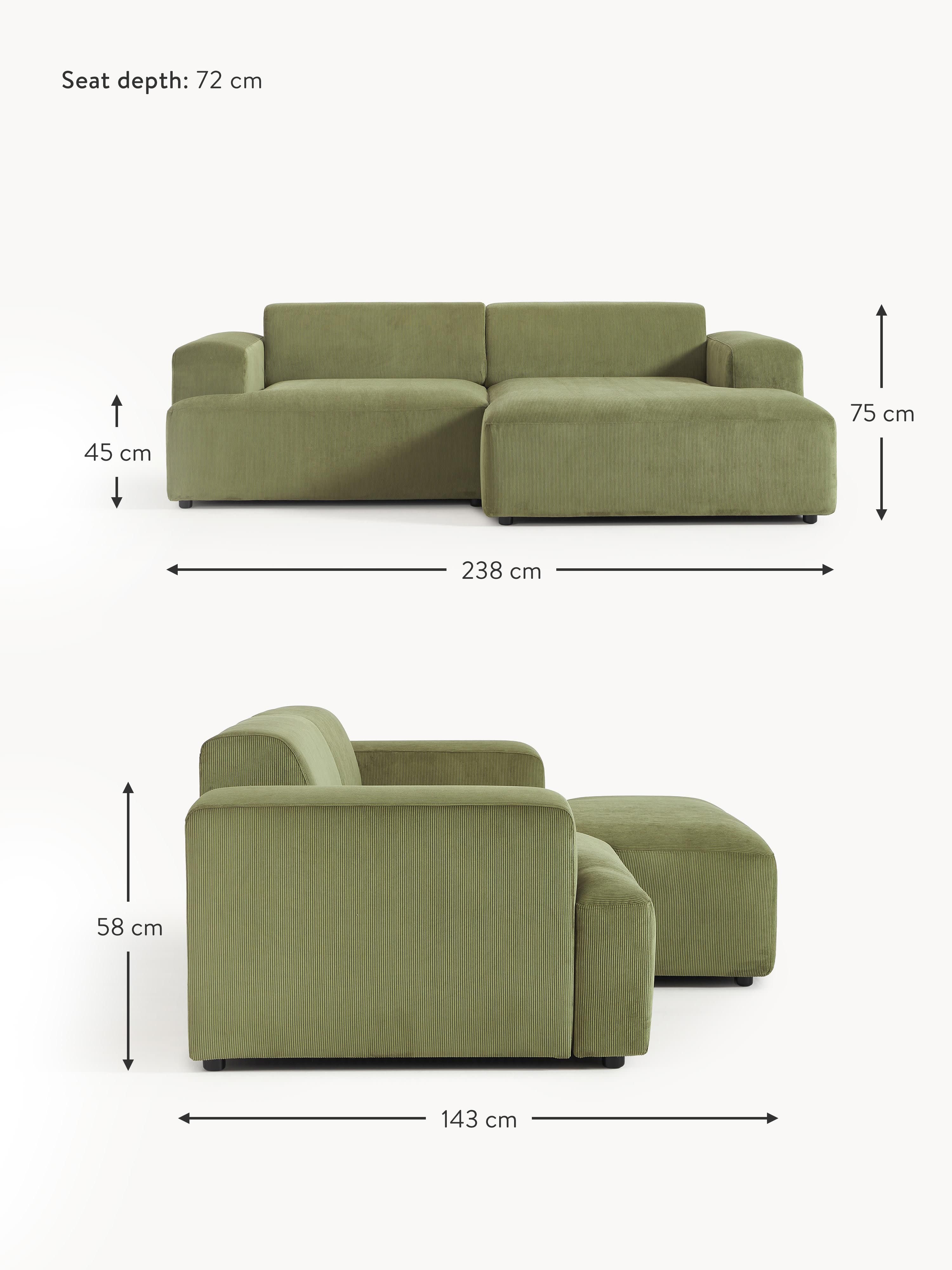 Melva Corduroy Corner Sofa (3-seater)