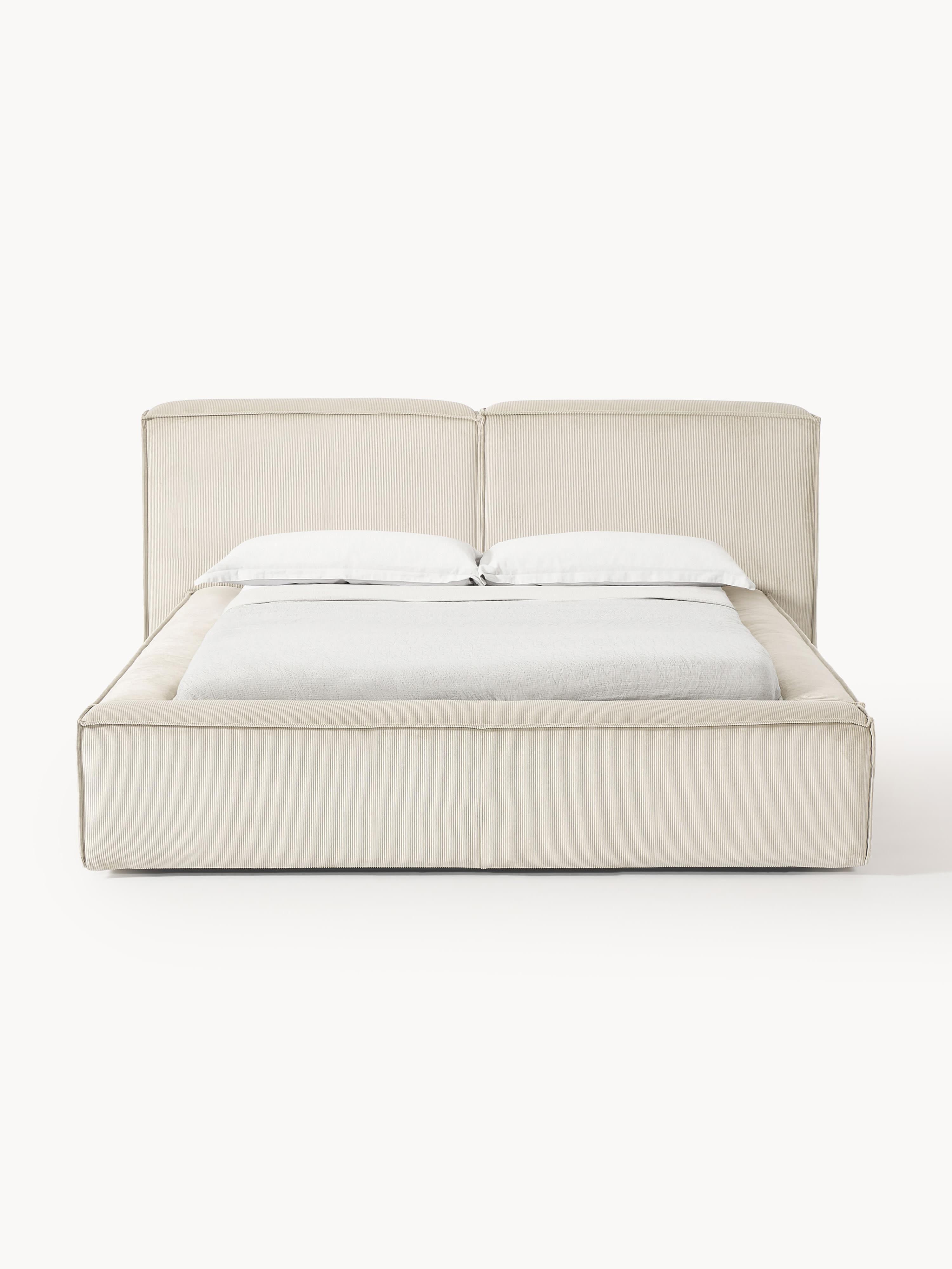 Lennon Upholstered Corduroy Bed with Storage Space