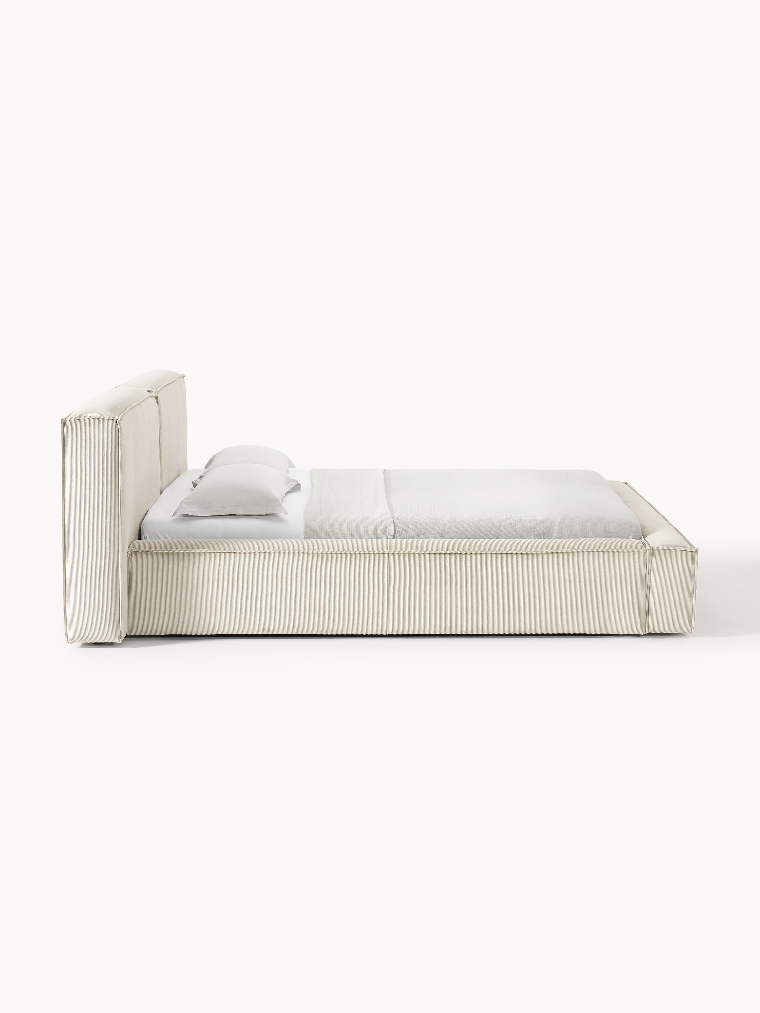 Lennon Upholstered Corduroy Bed with Storage Space