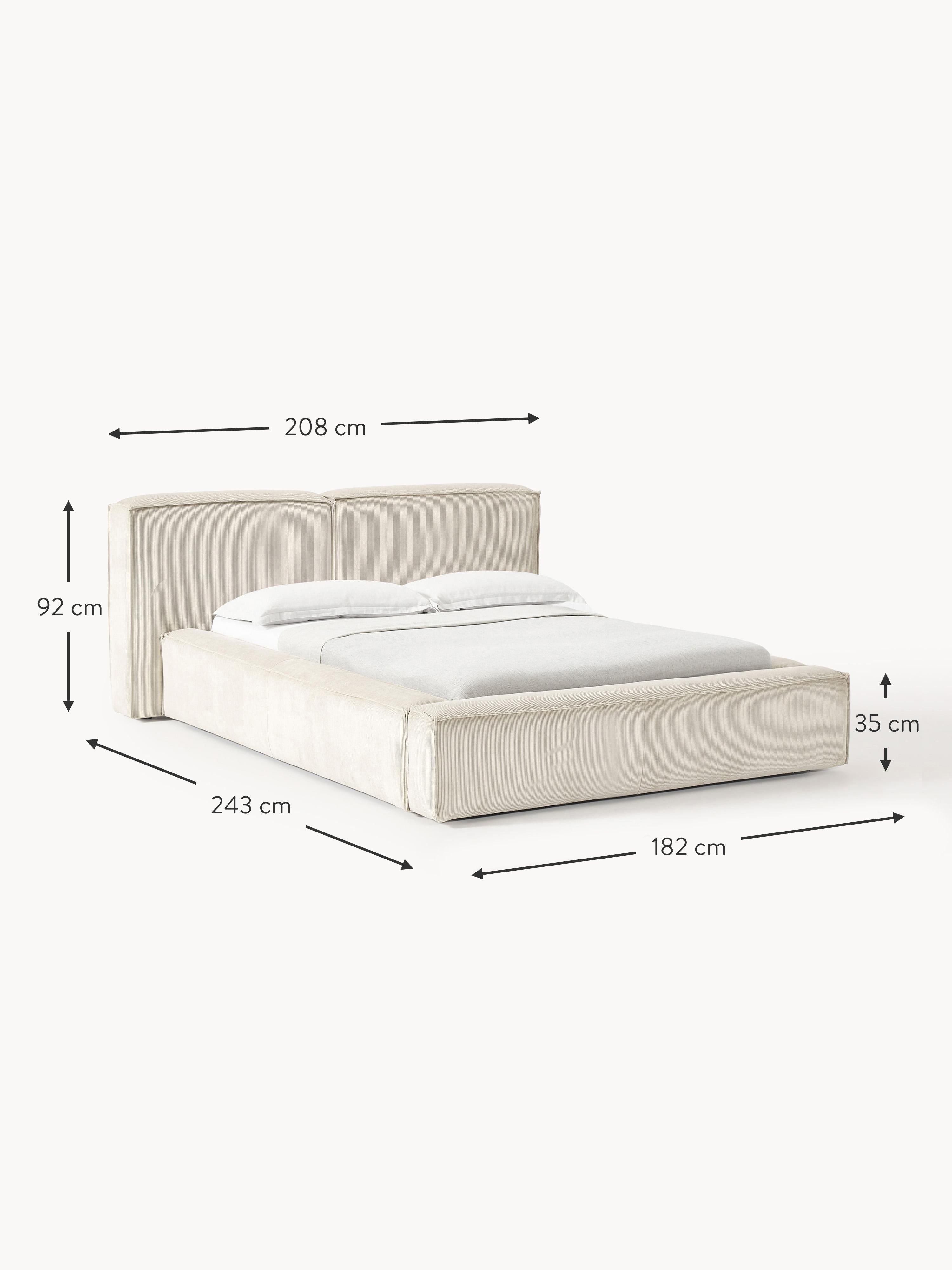 Lennon Upholstered Corduroy Bed with Storage Space