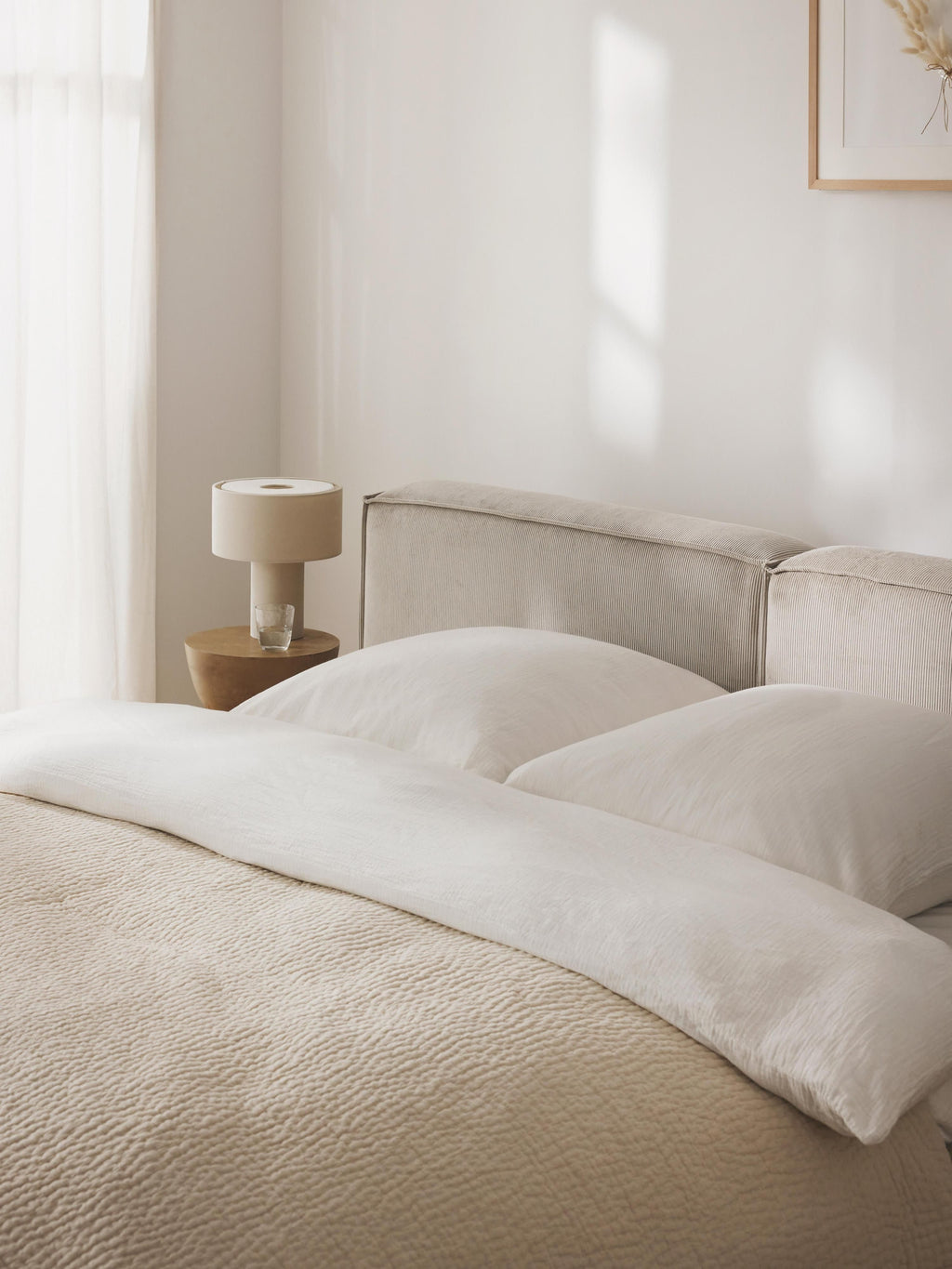 Lennon Upholstered Corduroy Bed with Storage Space