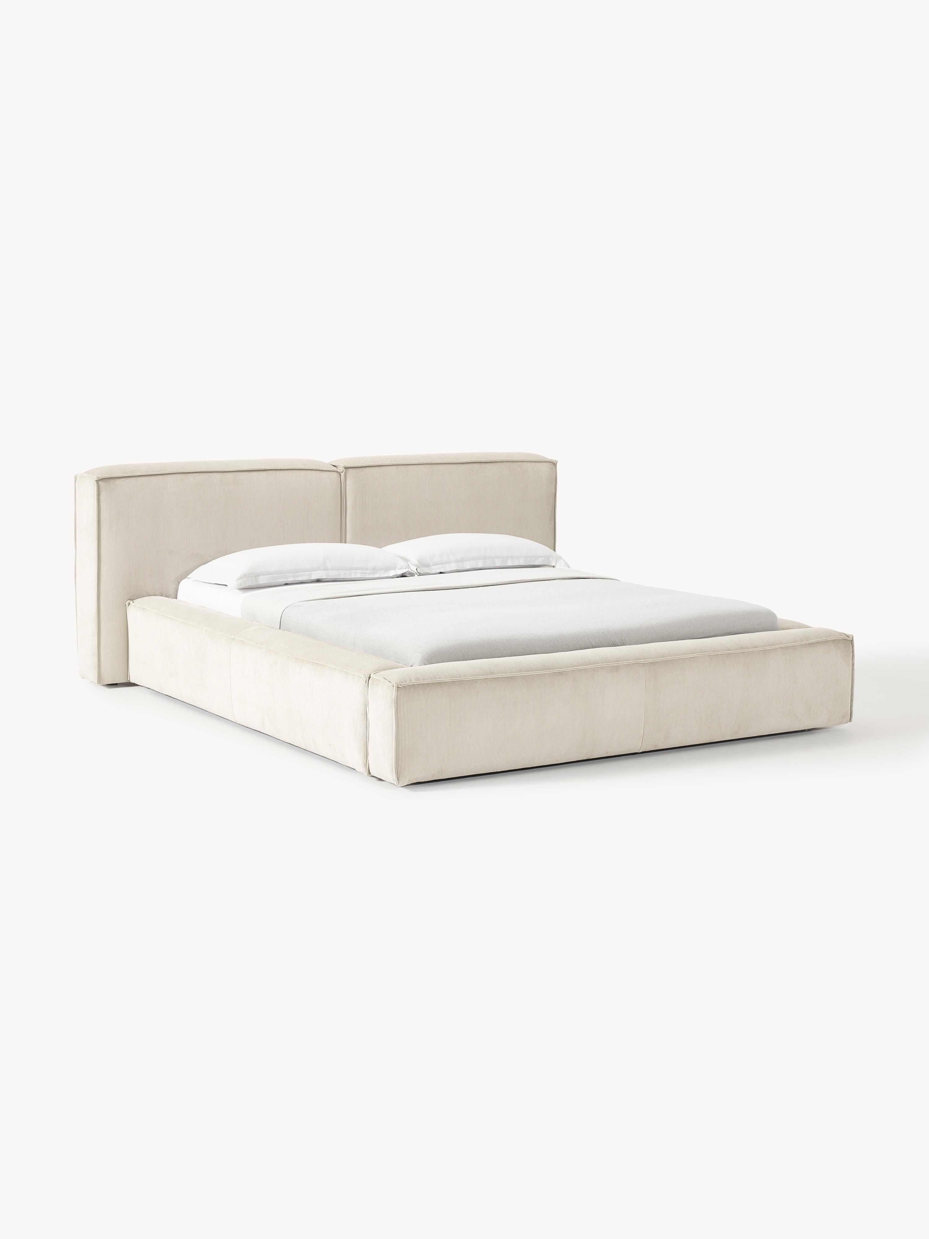 Lennon Upholstered Corduroy Bed with Storage Space