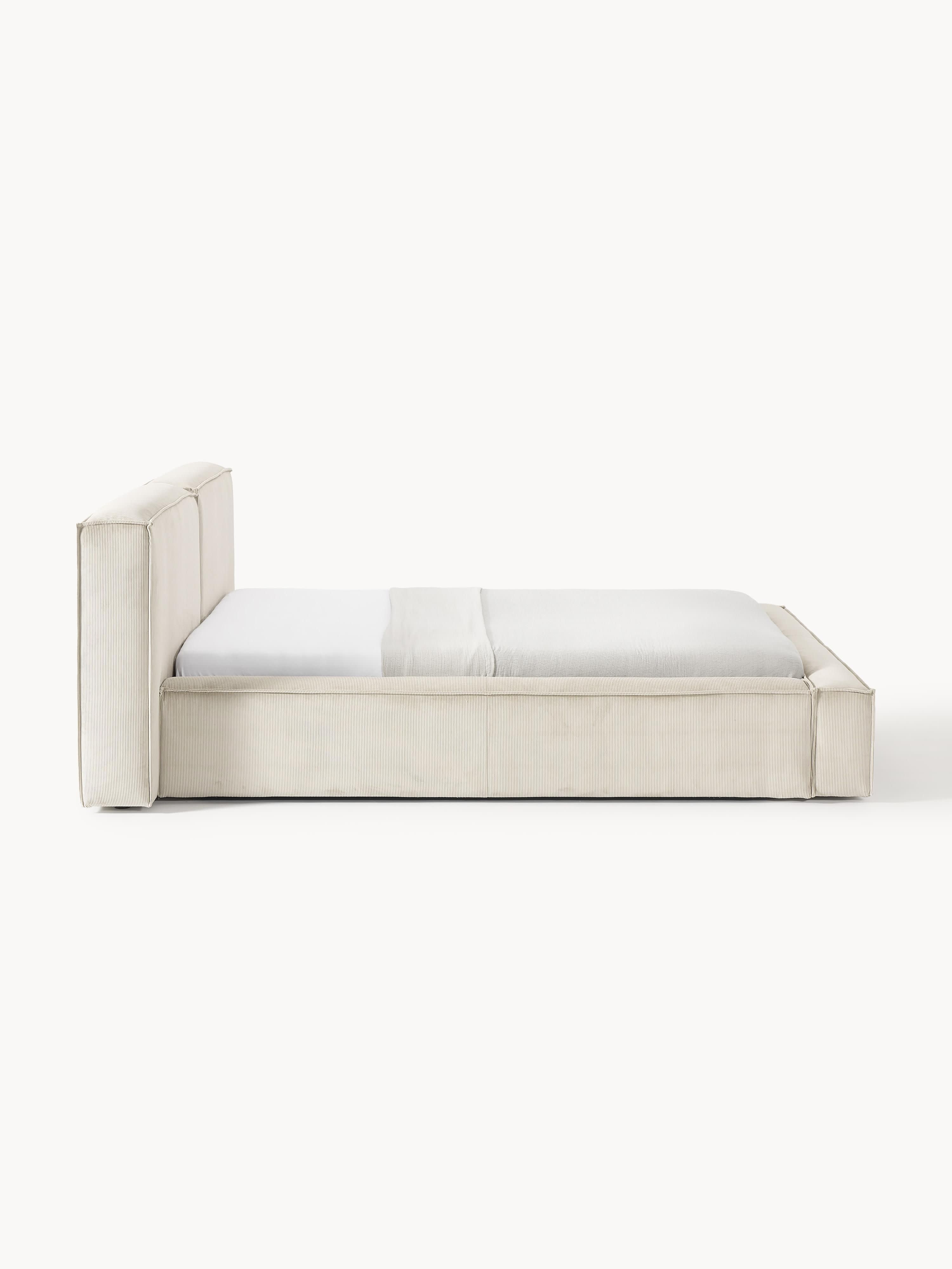 Lennon Upholstered Corduroy Bed with Storage Space