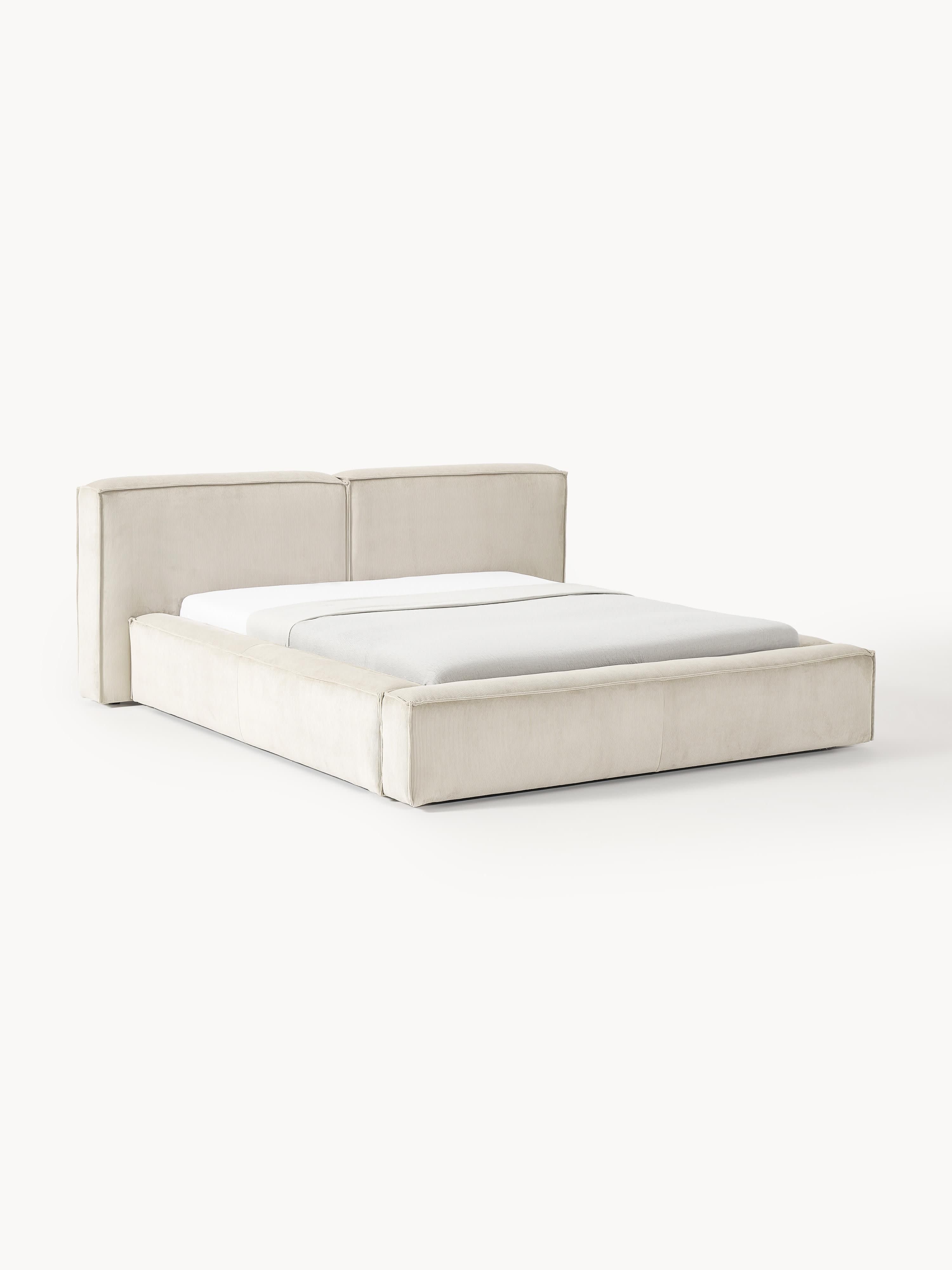 Lennon Upholstered Corduroy Bed with Storage Space