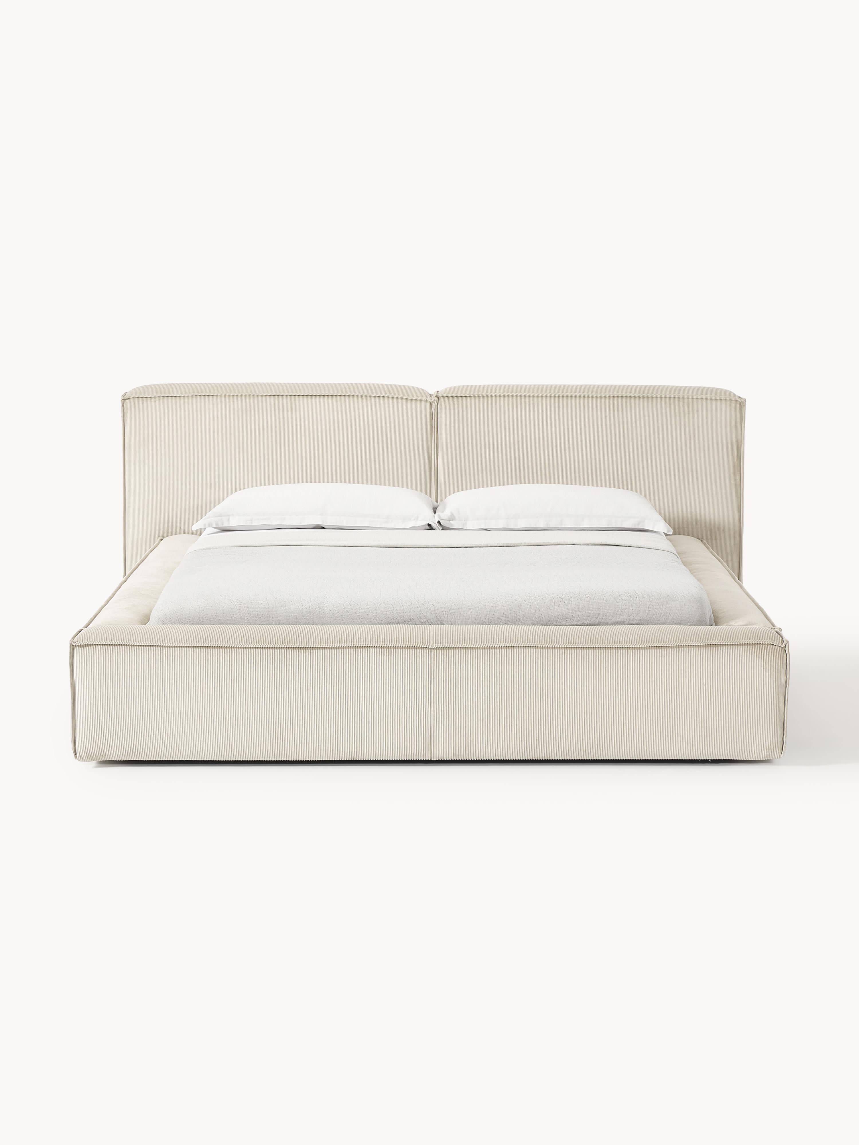 Lennon Upholstered Corduroy Bed with Storage Space