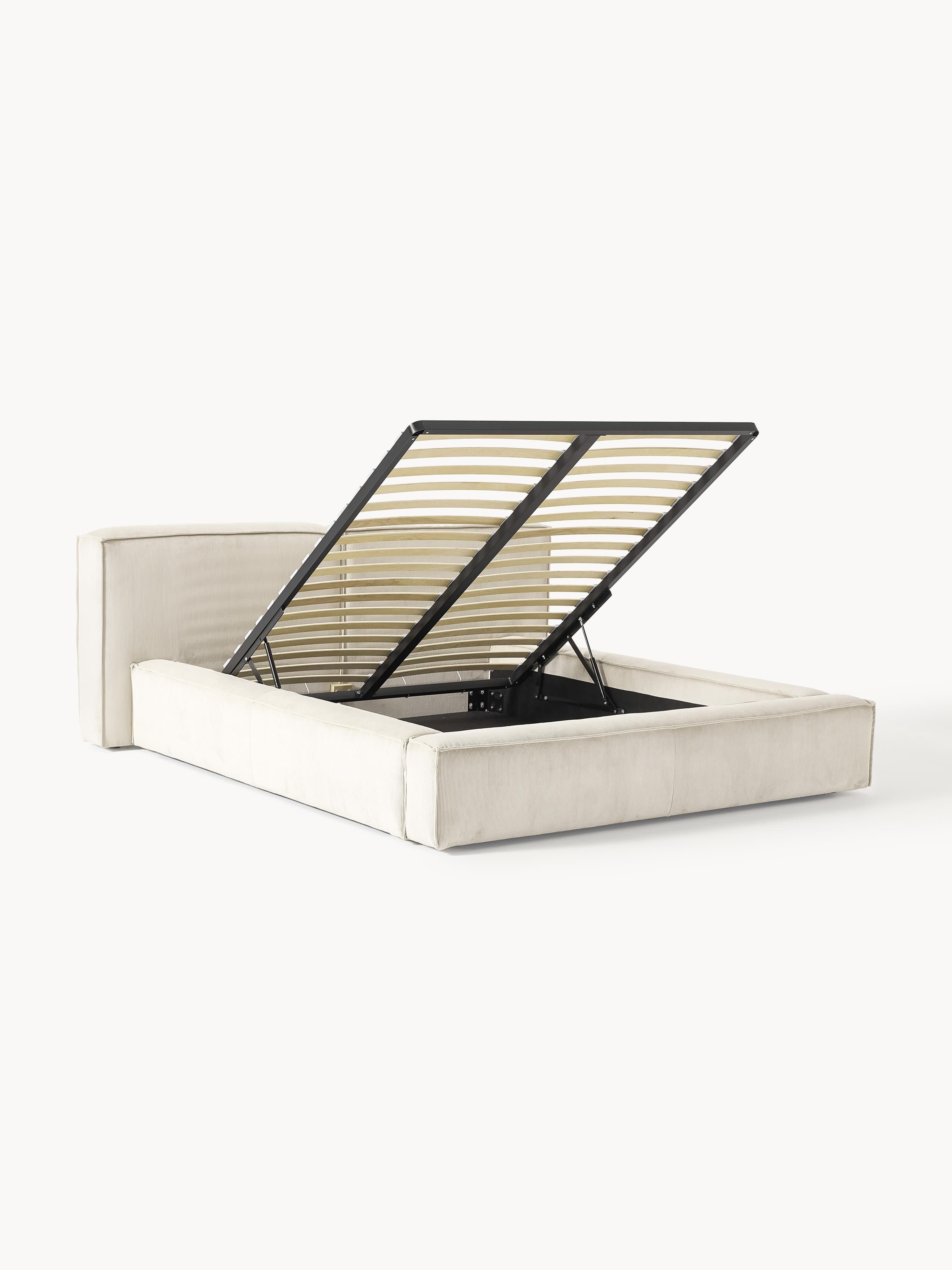 Lennon Upholstered Corduroy Bed with Storage Space