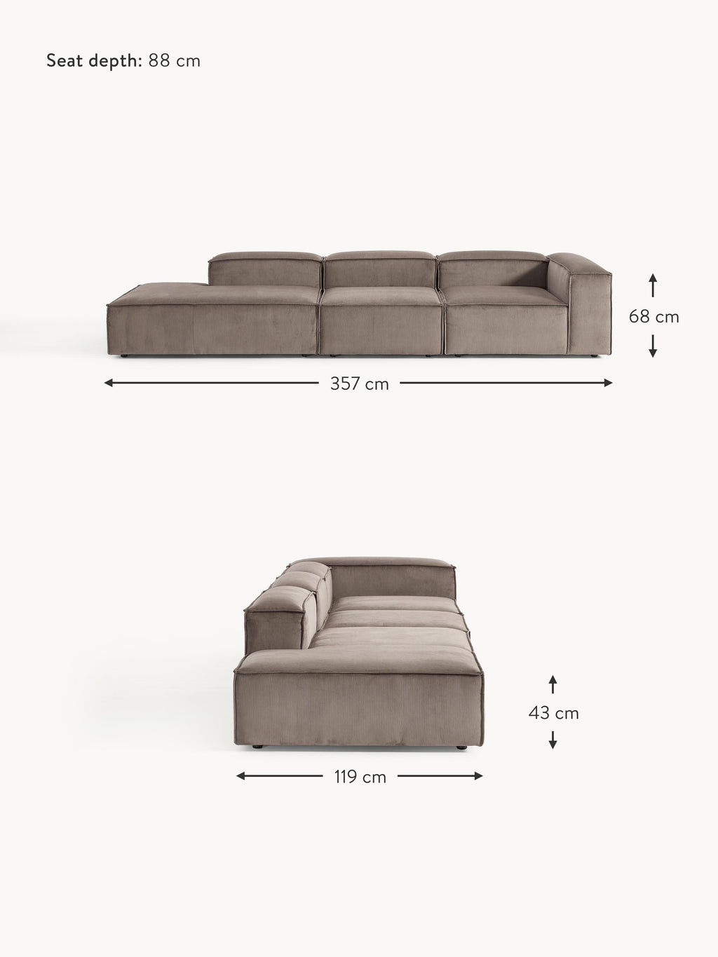 Lennon XL Corduroy Modular Ottoman