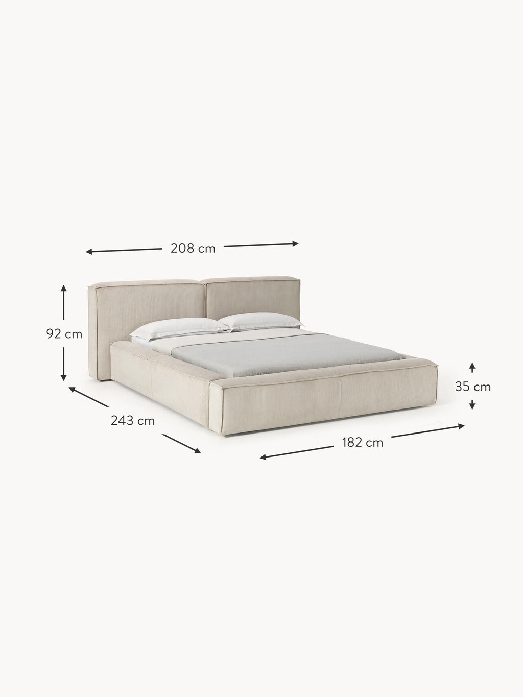 Lennon Upholstered Corduroy Bed
