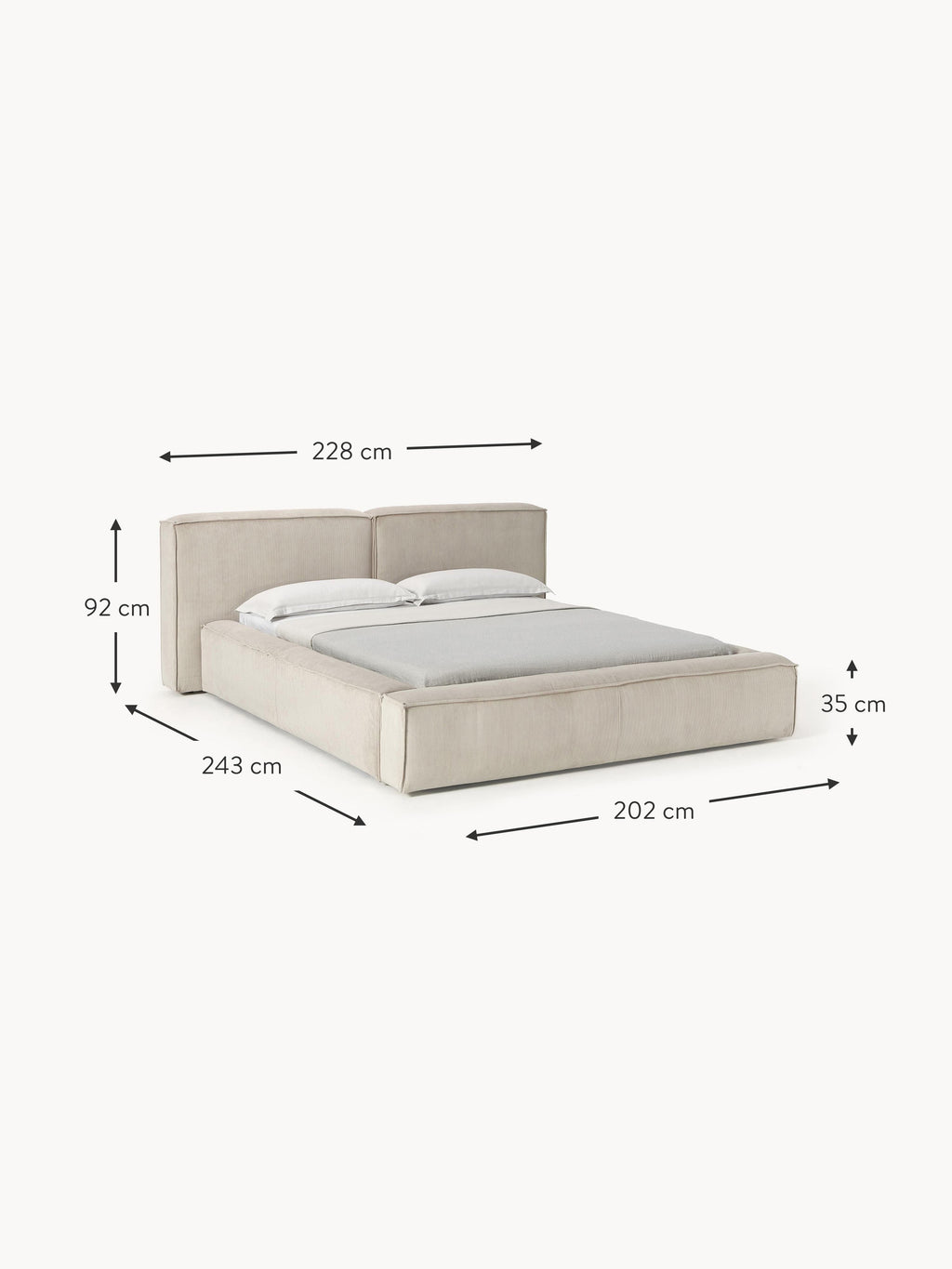 Lennon Upholstered Corduroy Bed