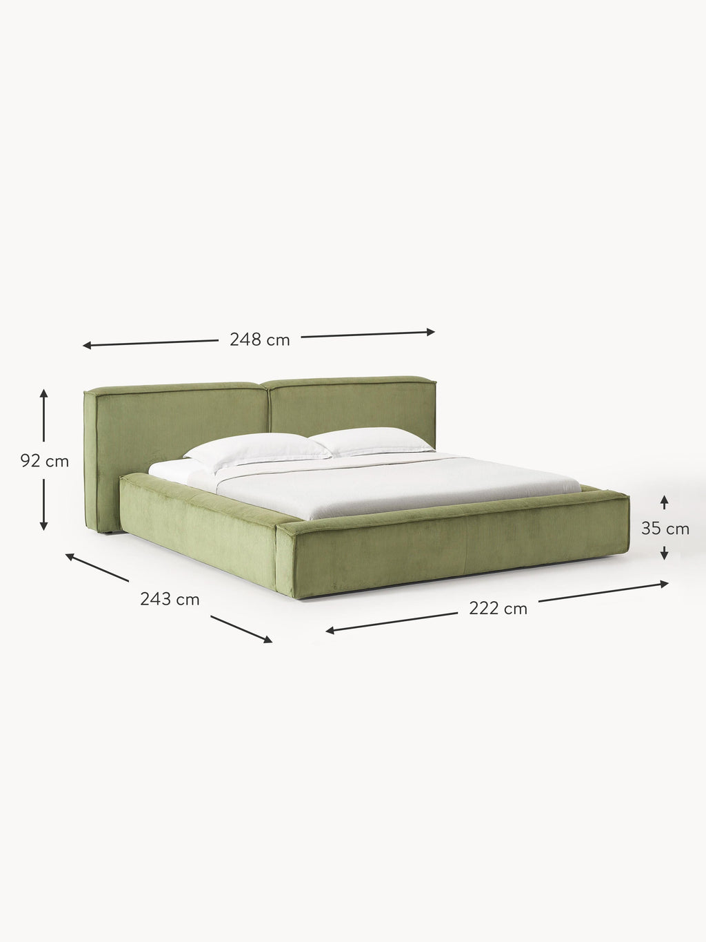 Lennon Upholstered Corduroy Bed with Storage Space