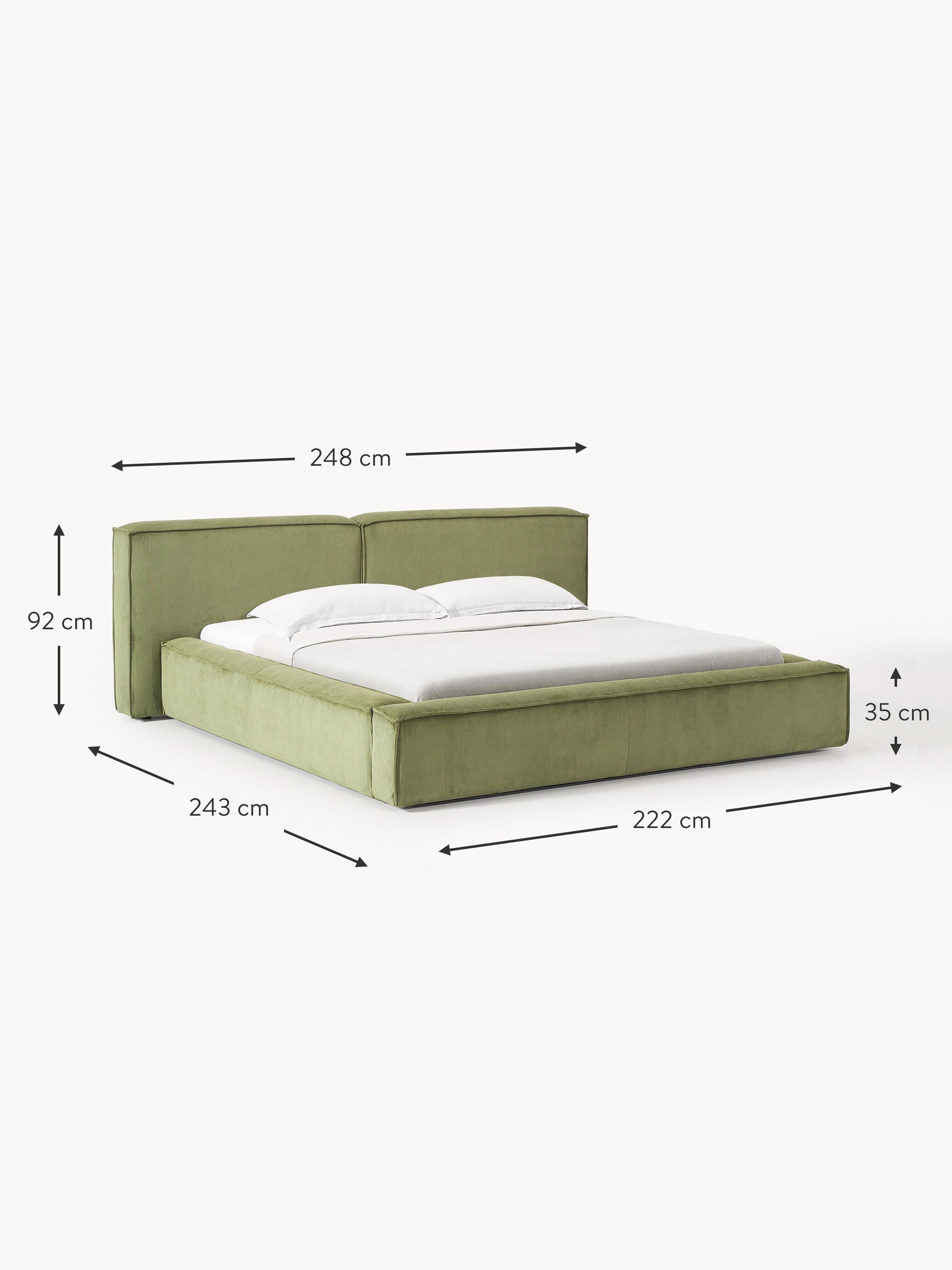 Lennon Upholstered Corduroy Bed with Storage Space