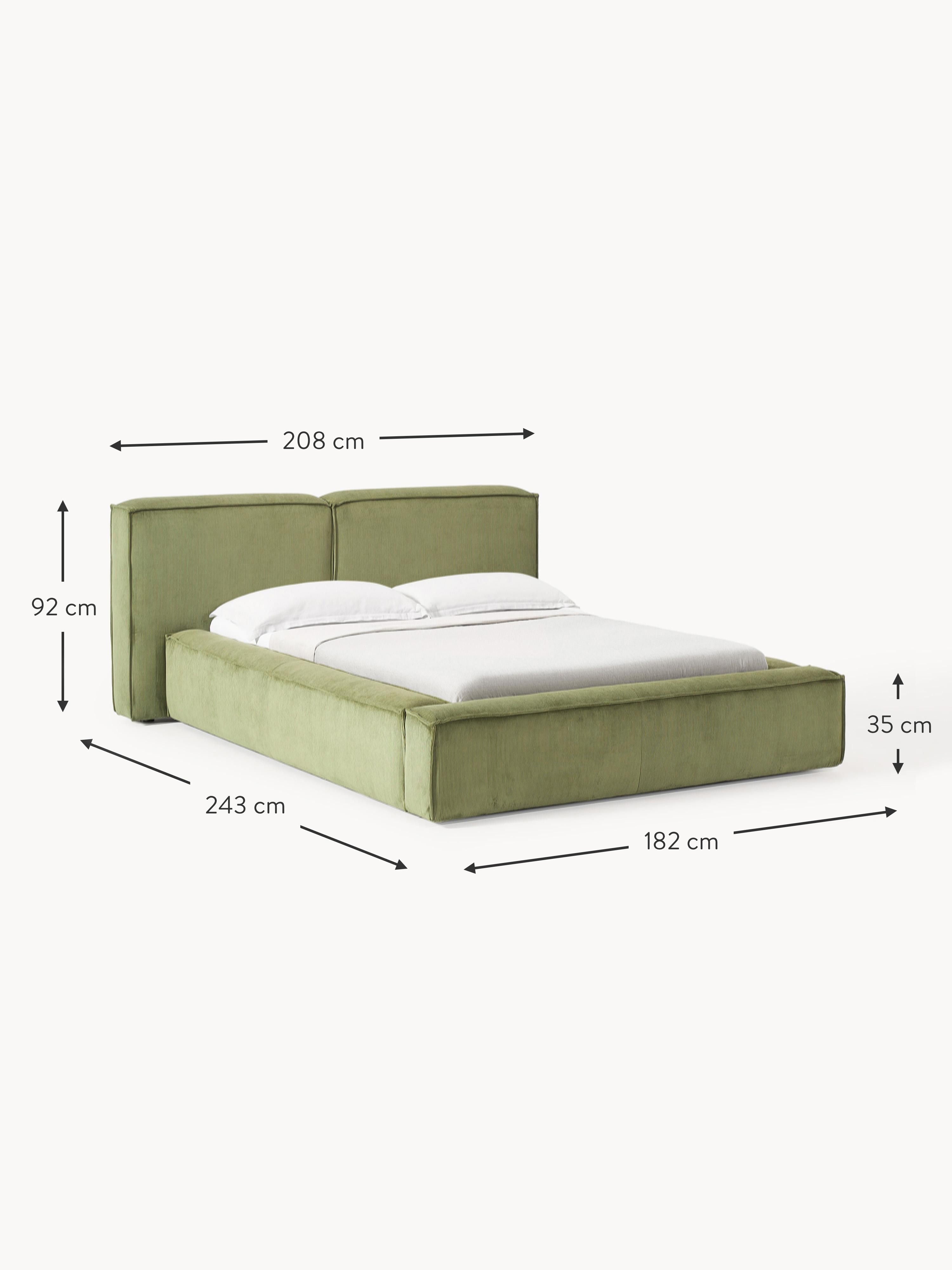 Lennon Upholstered Corduroy Bed with Storage Space