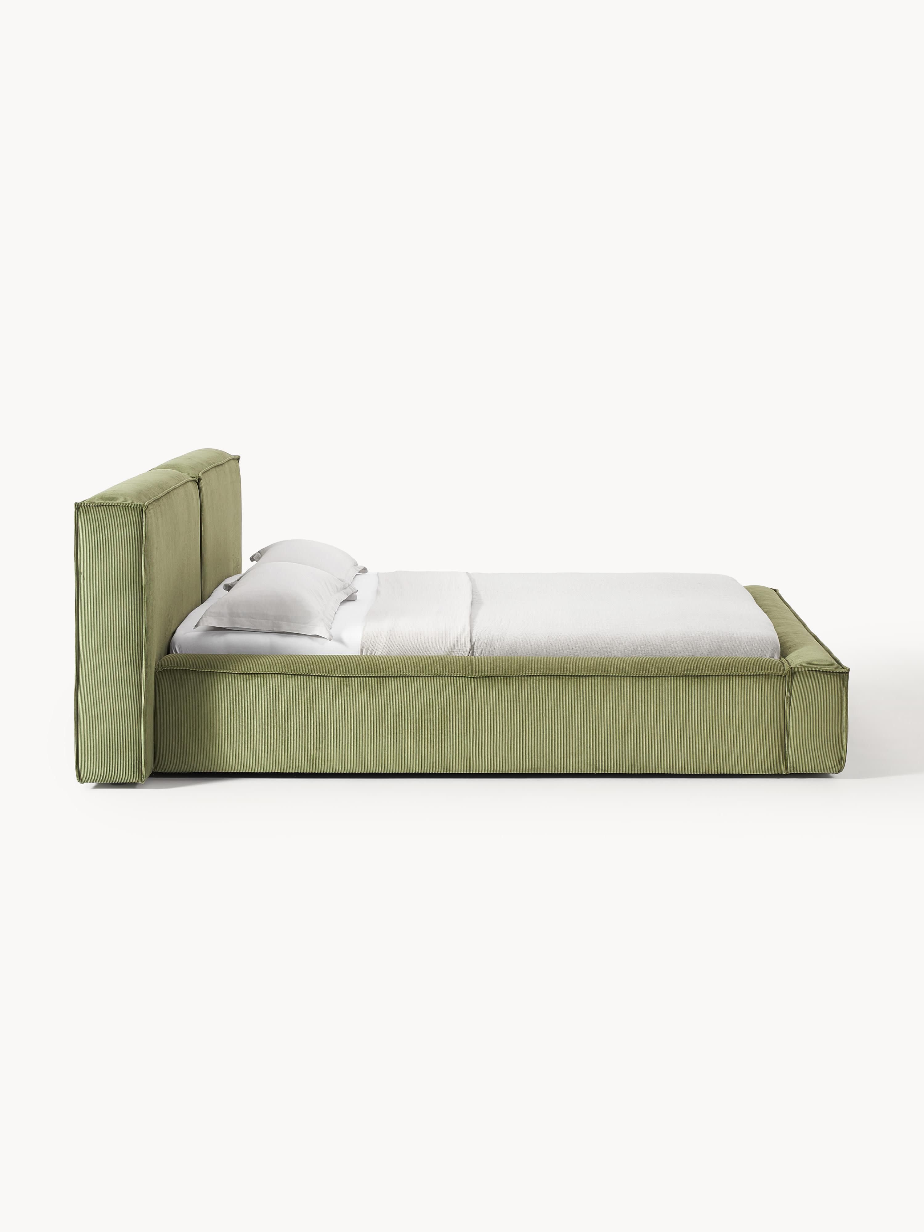 Lennon Upholstered Corduroy Bed with Storage Space