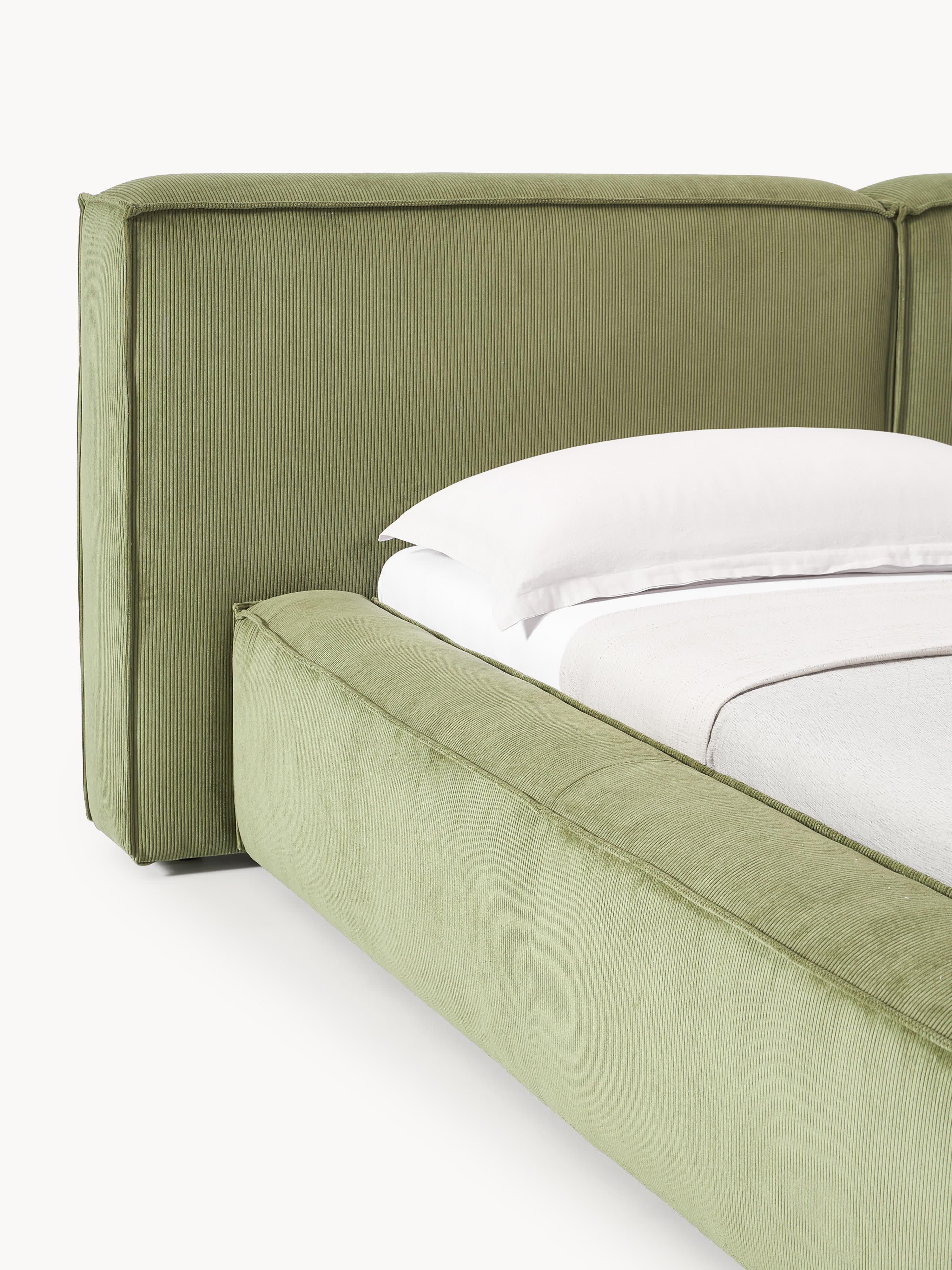 Lennon Upholstered Corduroy Bed with Storage Space