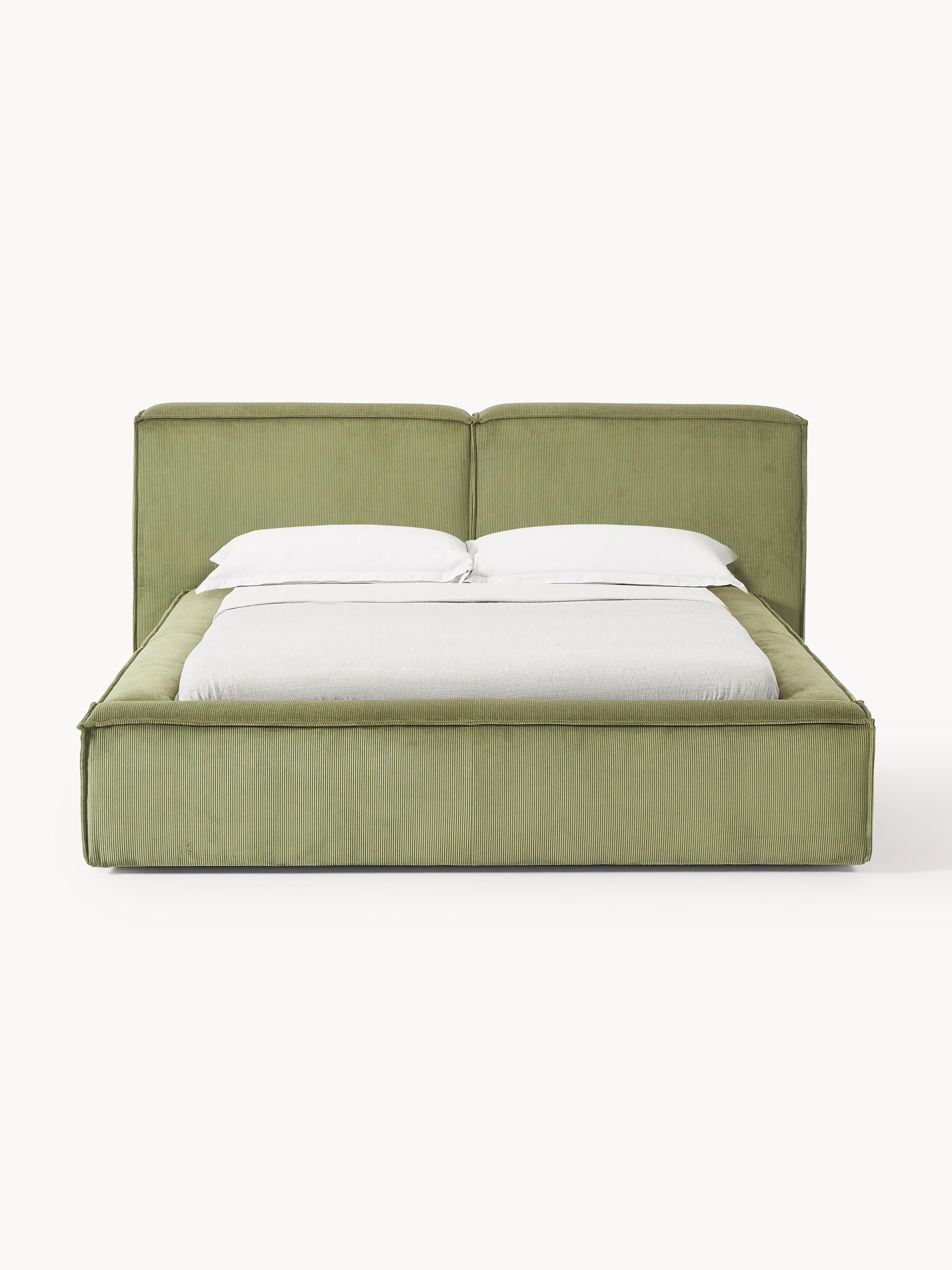 Lennon Upholstered Corduroy Bed with Storage Space