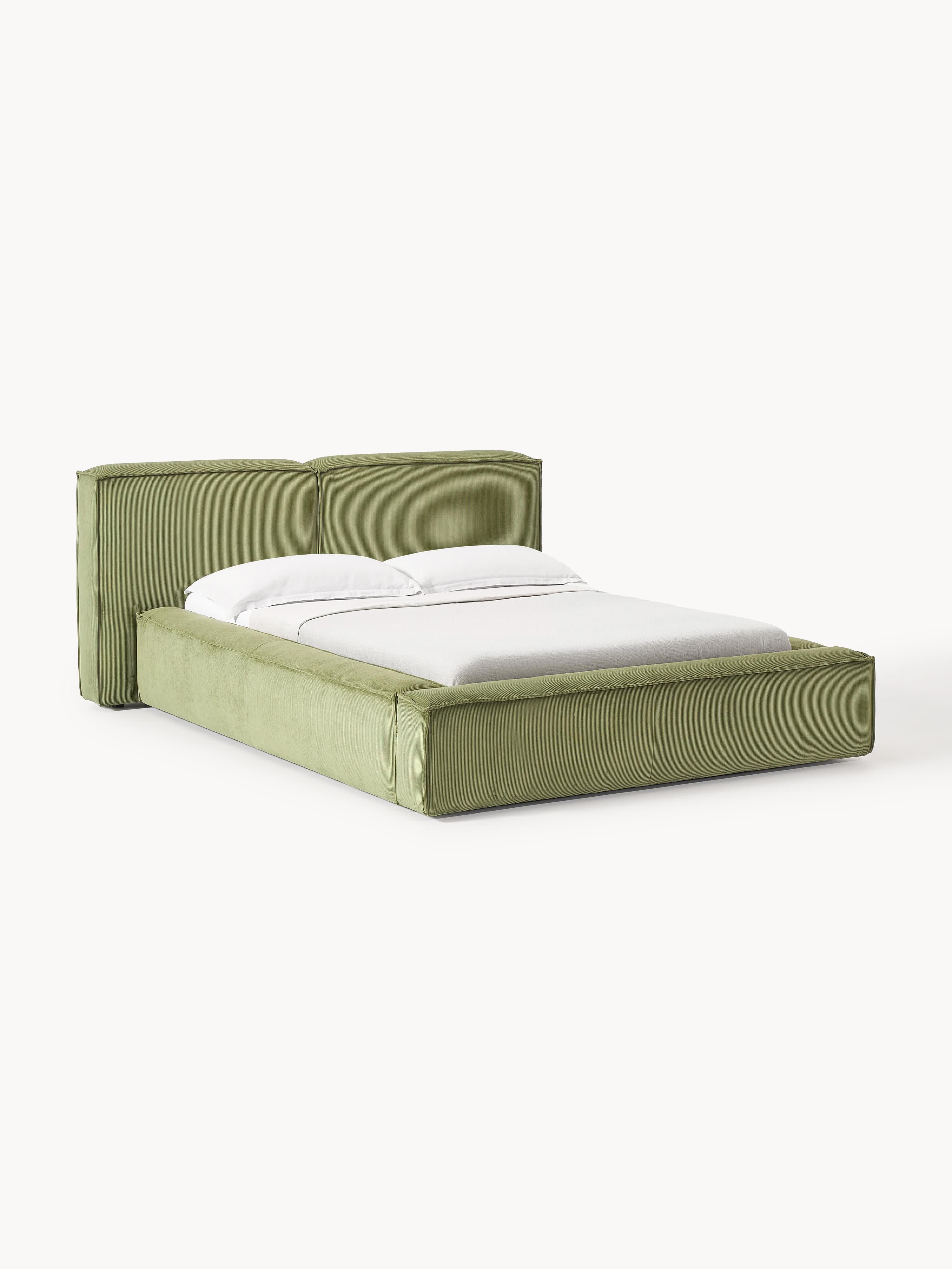 Lennon Upholstered Corduroy Bed with Storage Space