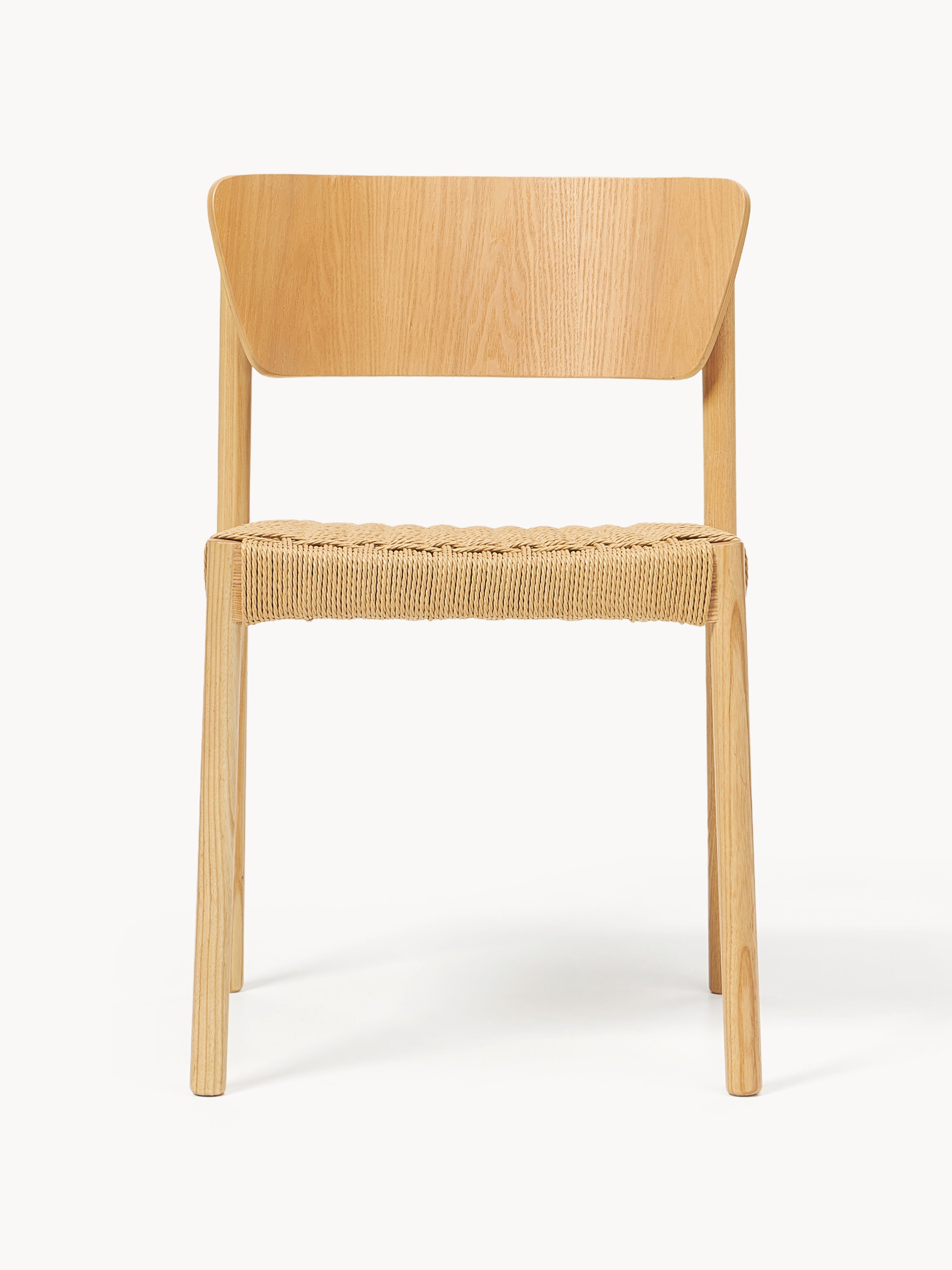 Danny Wooden Dining Chairs with Rattan Seat, Set of 2