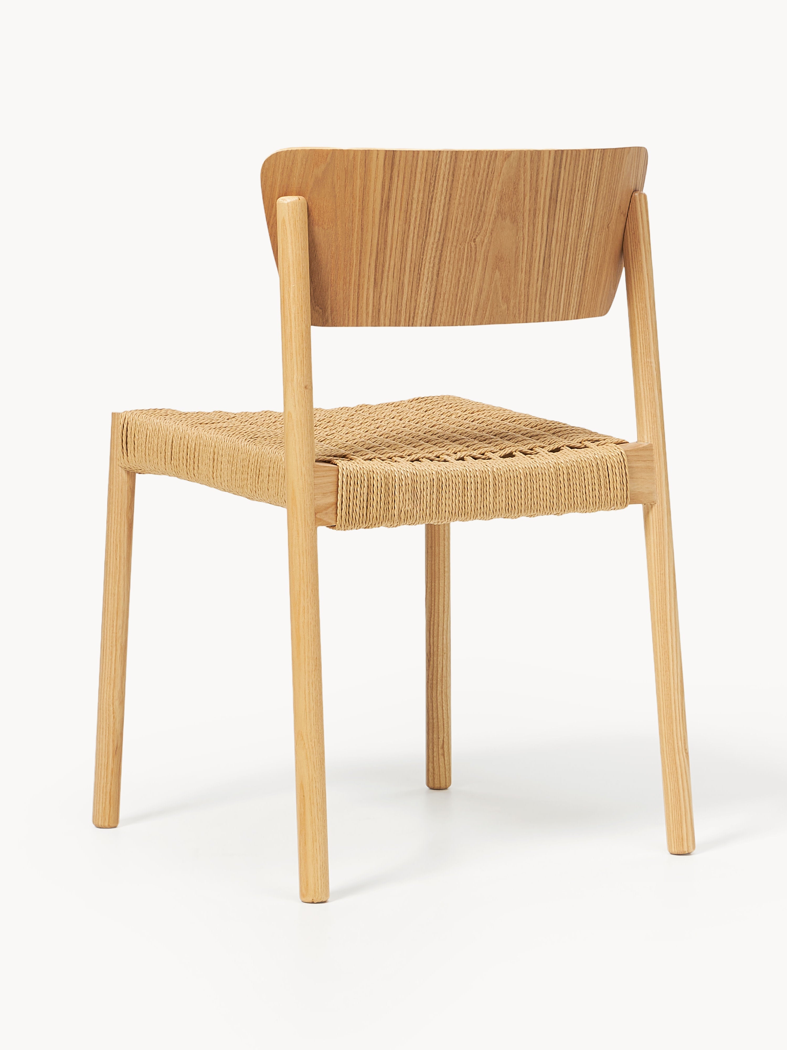 Danny Wooden Dining Chairs with Rattan Seat, Set of 2