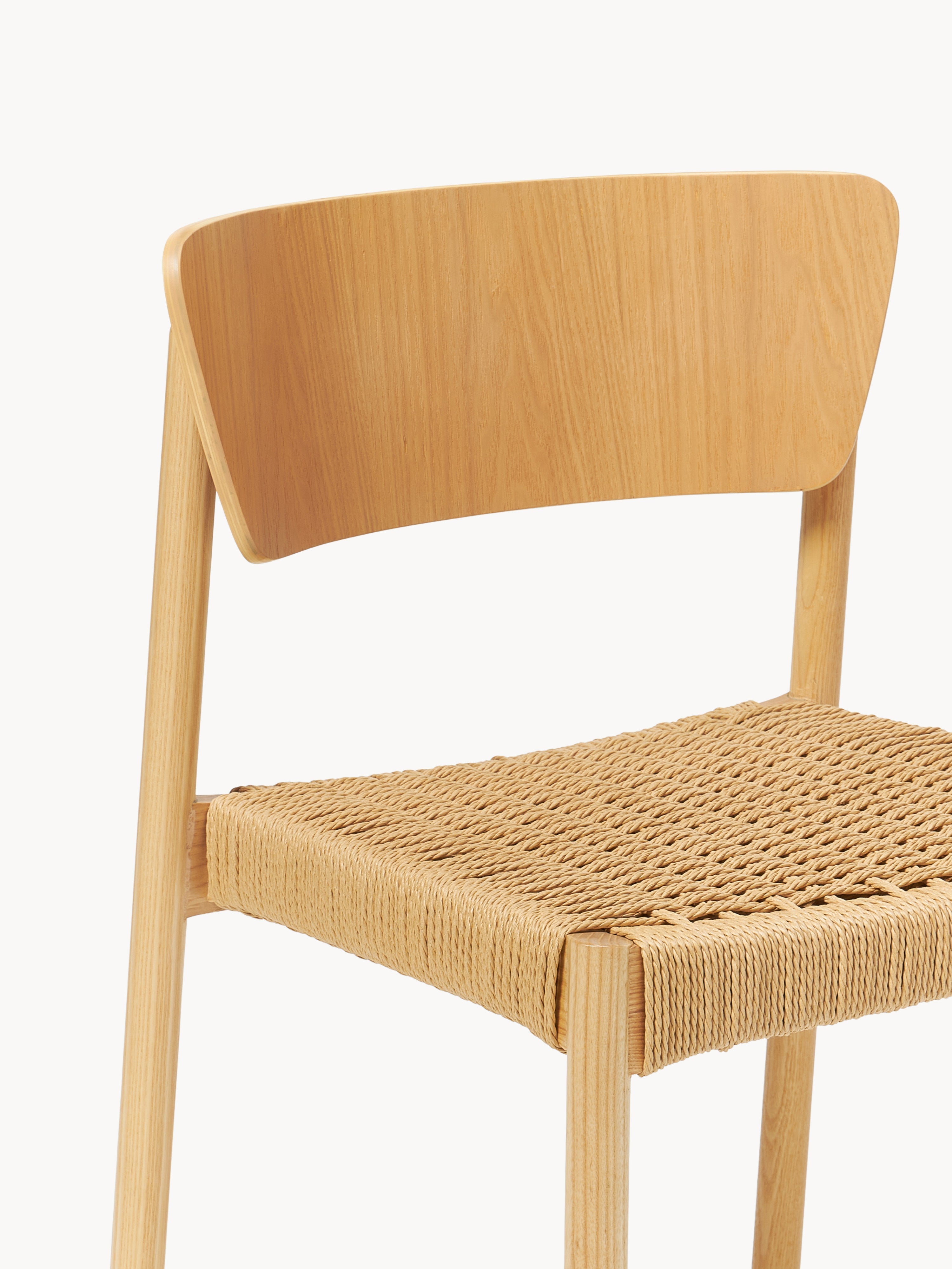 Danny Wooden Dining Chairs with Rattan Seat, Set of 2