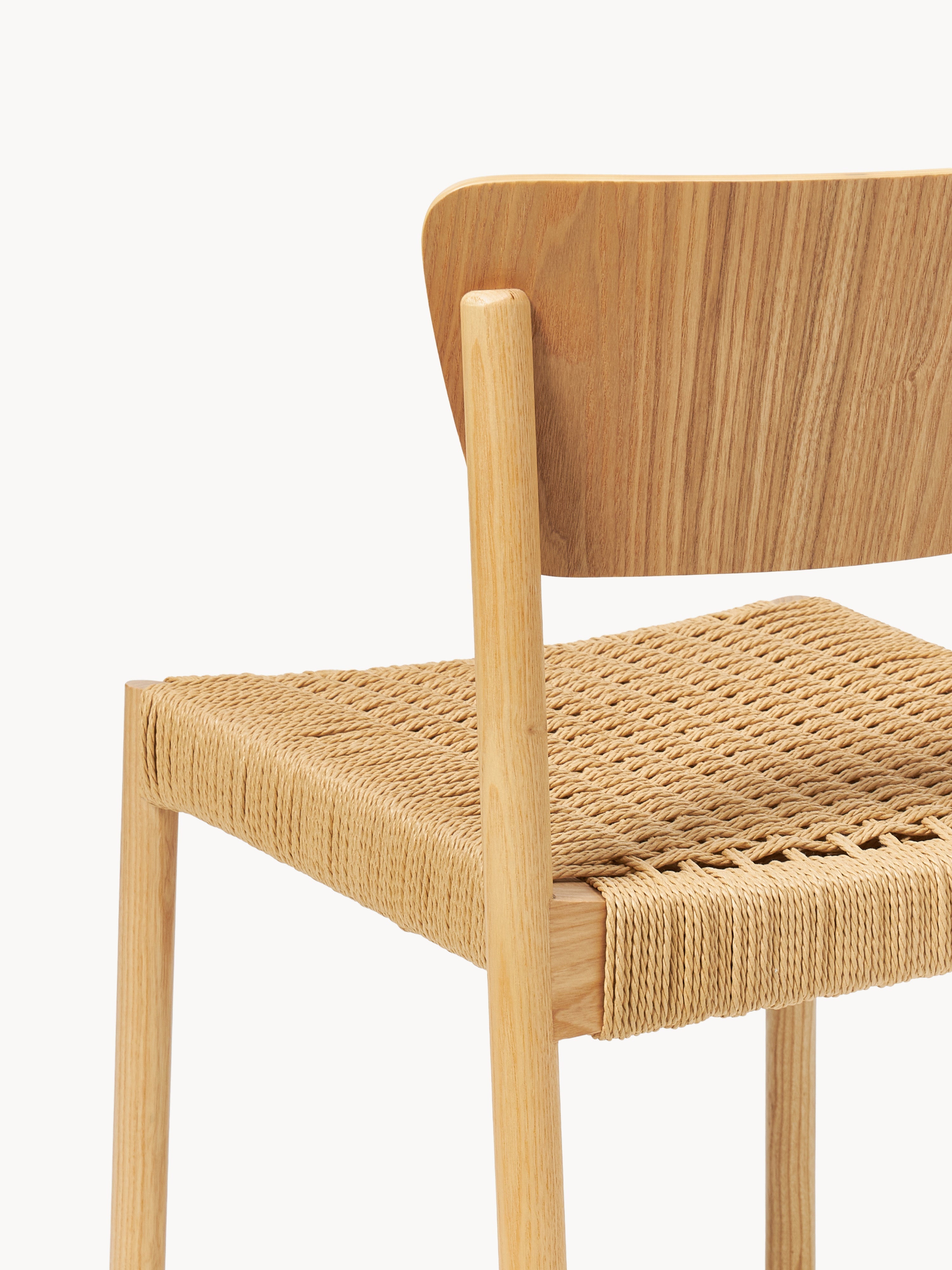 Danny Wooden Dining Chairs with Rattan Seat, Set of 2