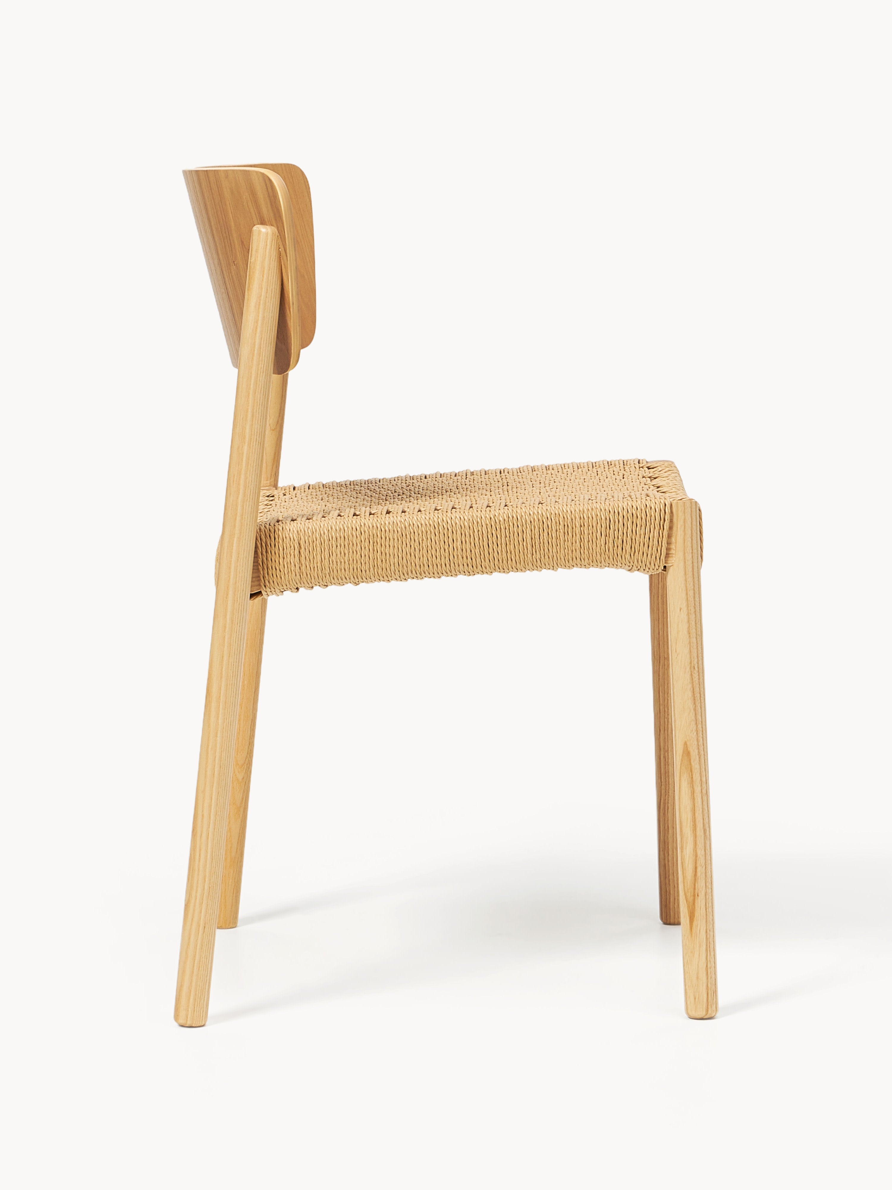 Danny Wooden Dining Chairs with Rattan Seat, Set of 2