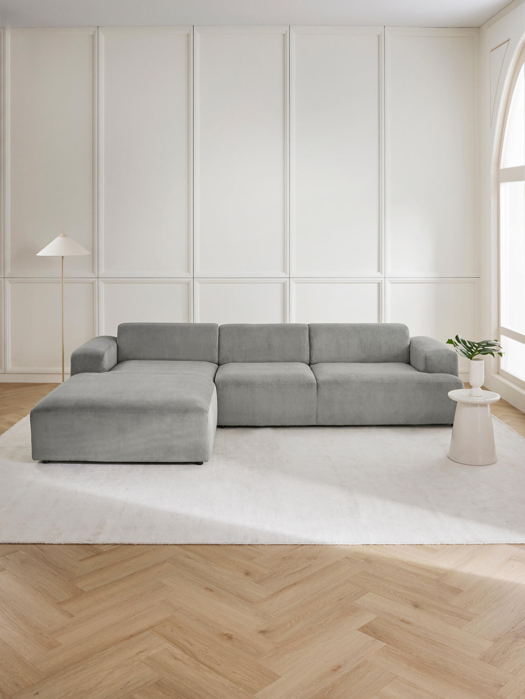 Melva Corduroy Corner Sofa (4-seater)