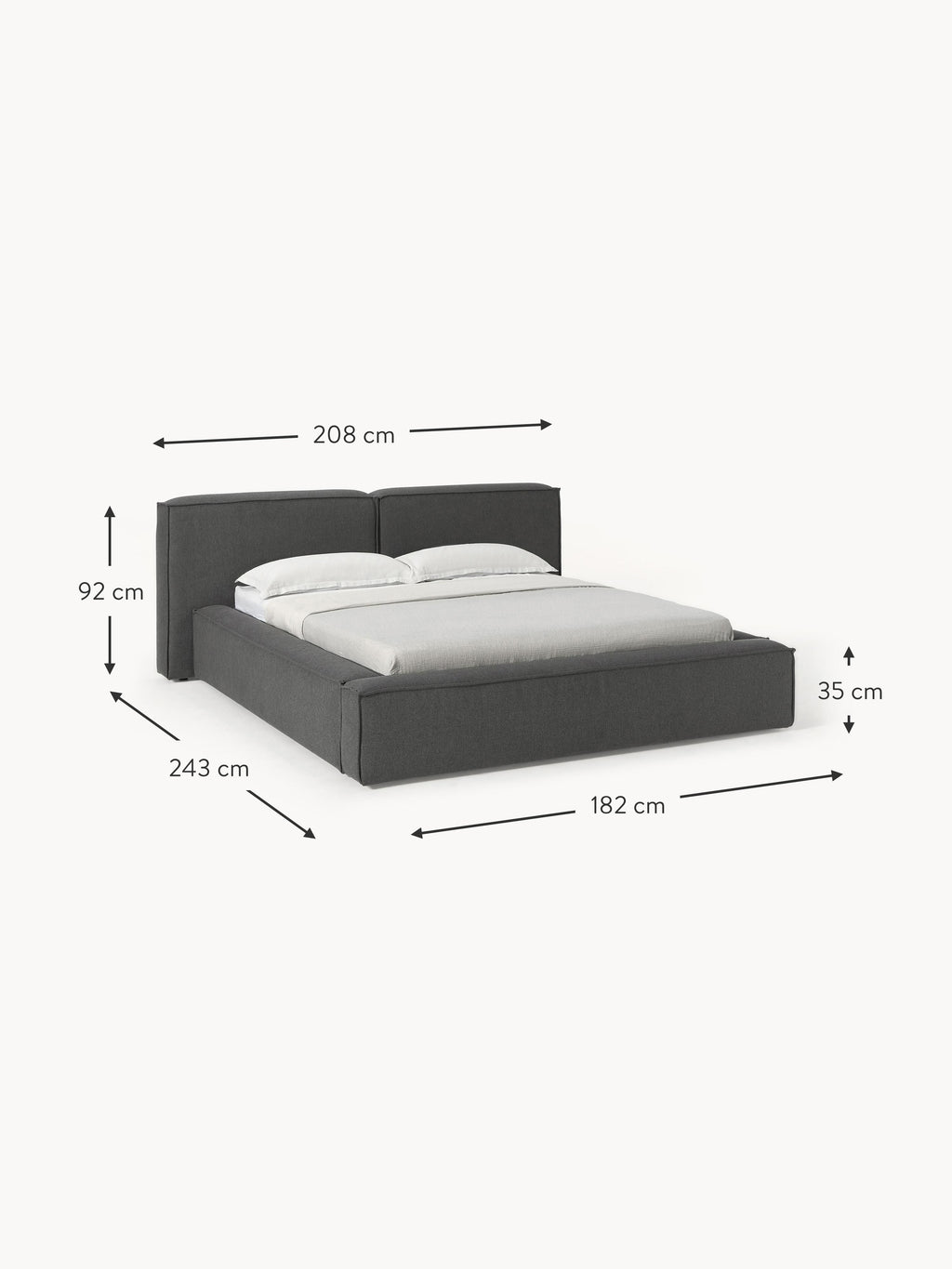 Lennon Upholstered Bed with Storage Space