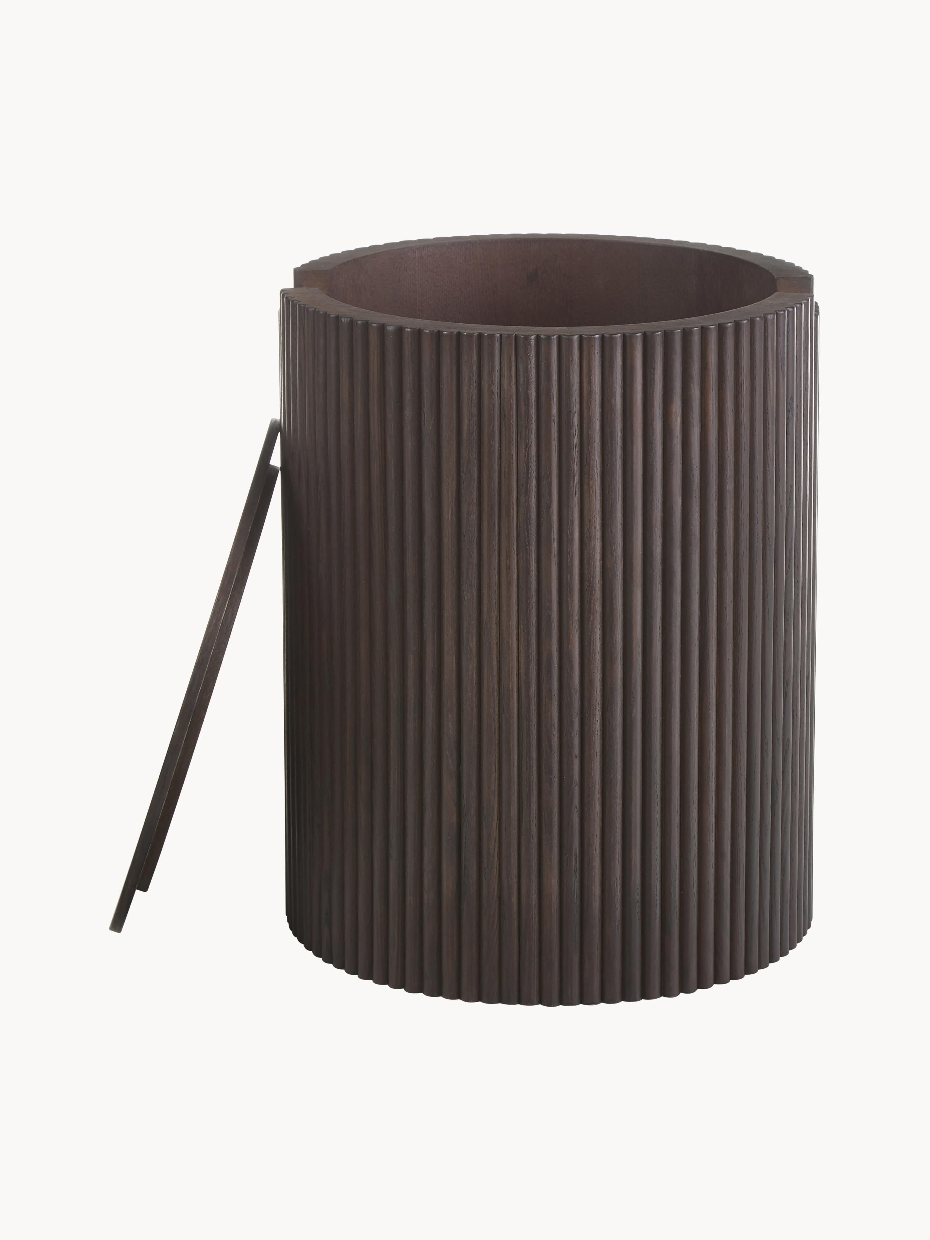 Nele Round Wooden Side Table with Storage Space