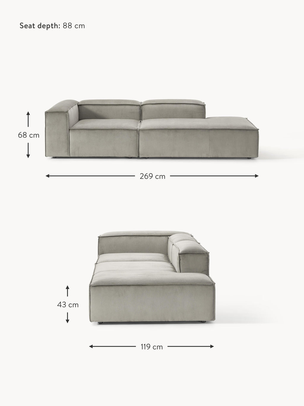 Lennon Corduroy Modular Ottoman