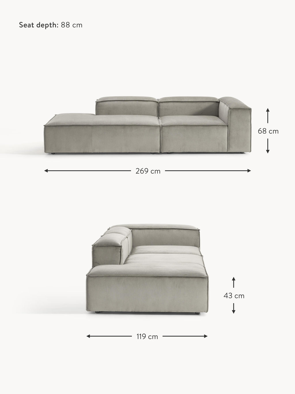 Lennon Corduroy Modular Ottoman