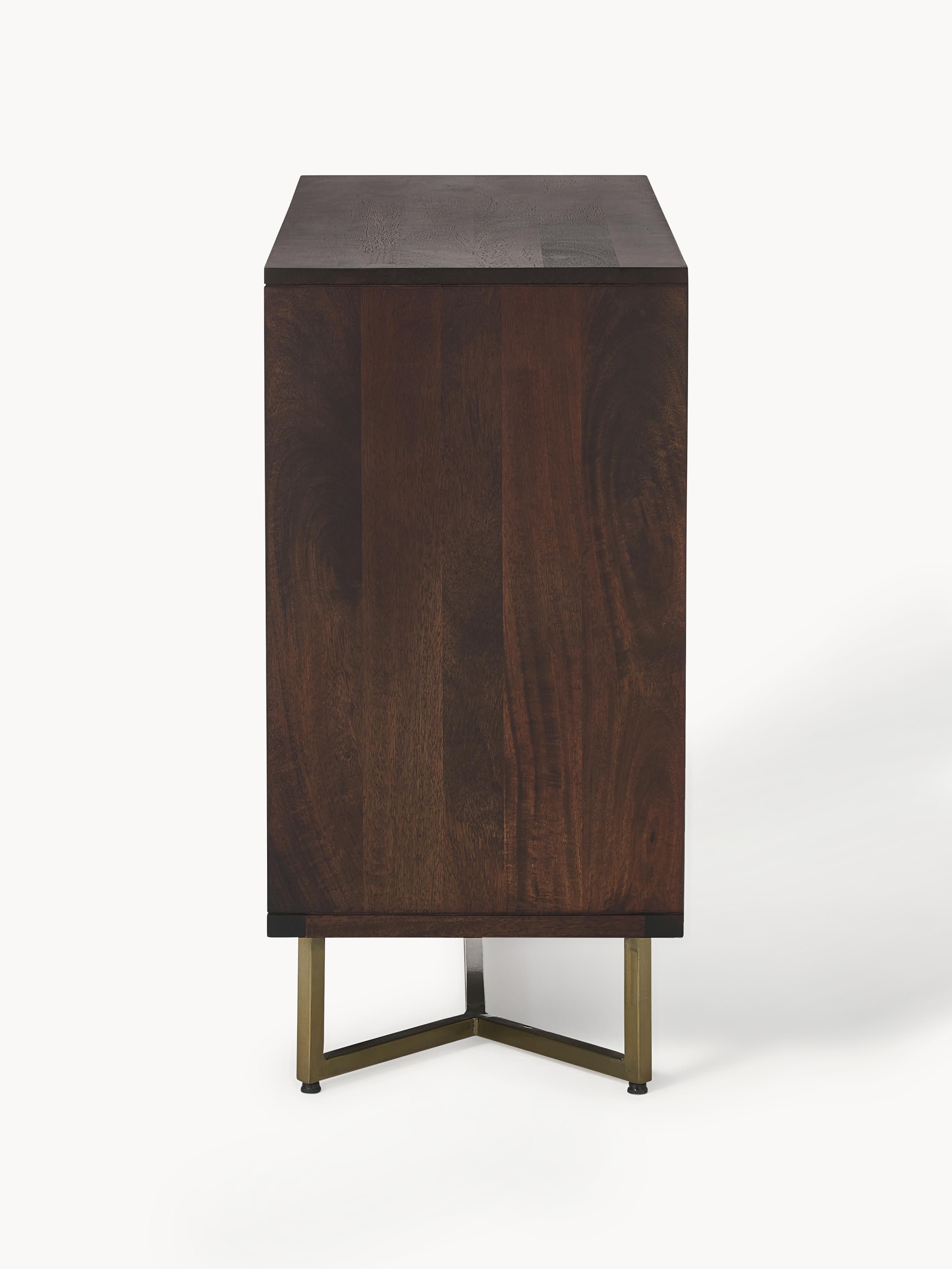 Luca Mango Wood Sideboard with Herringbone Pattern